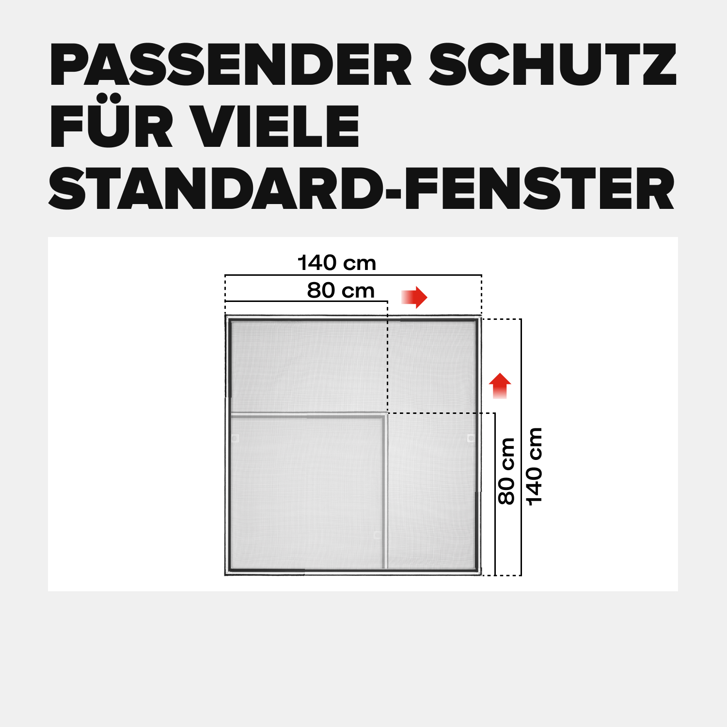 tesa Fliegenschutz-Fenster FALT 80 x 80 - 140 x 140 cm anthrazit/anthrazit