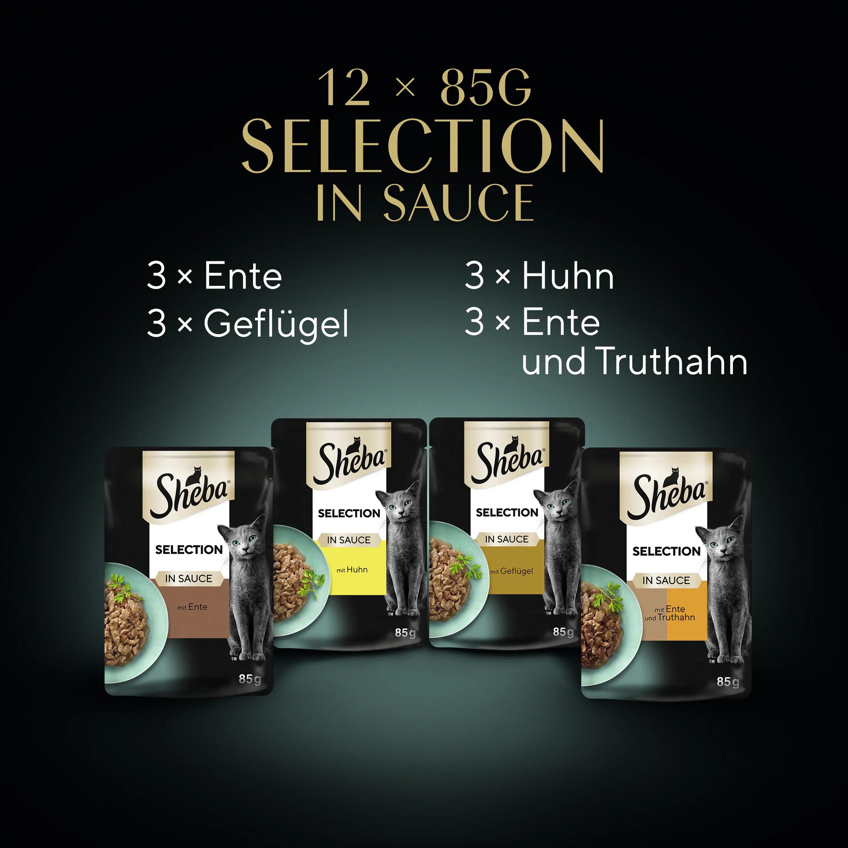 Sheba Selection in Sauce Katzennassfutter Adult 12 x 85 g Geflügel Variation