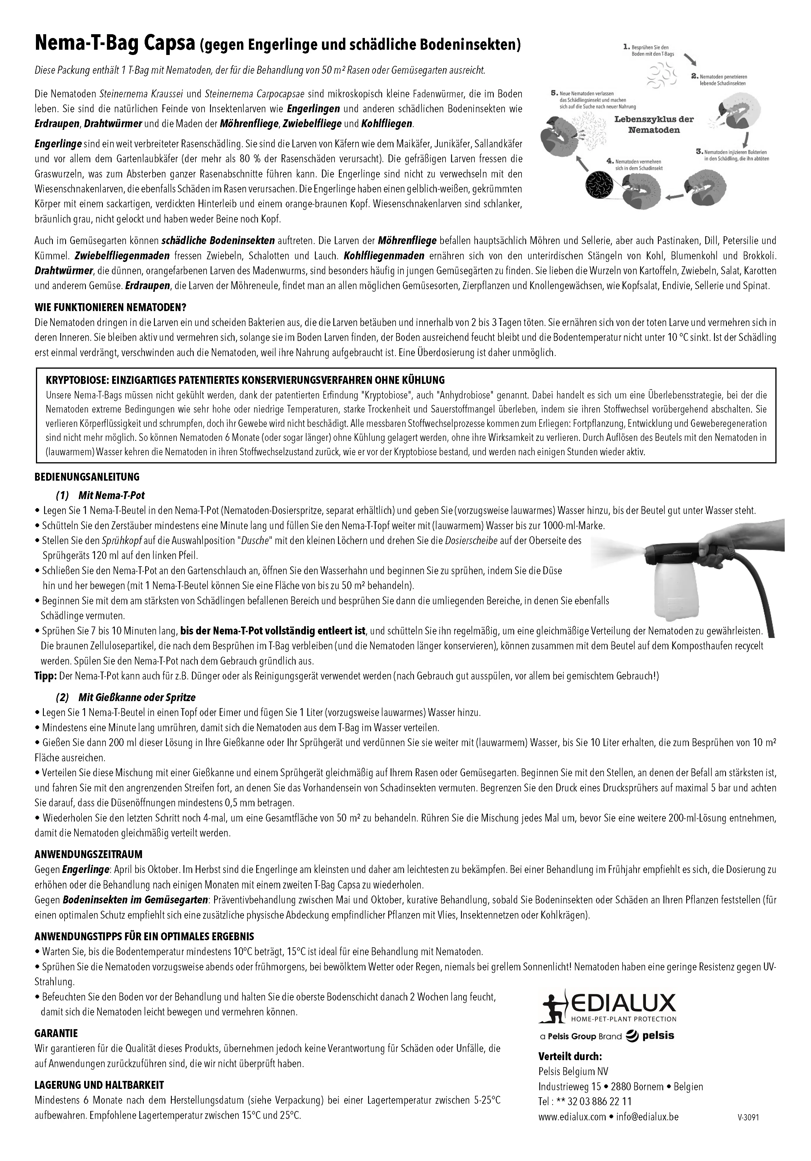 Edialux Nematoden T-Bag Capsa gegen Engerlinge 50 m²