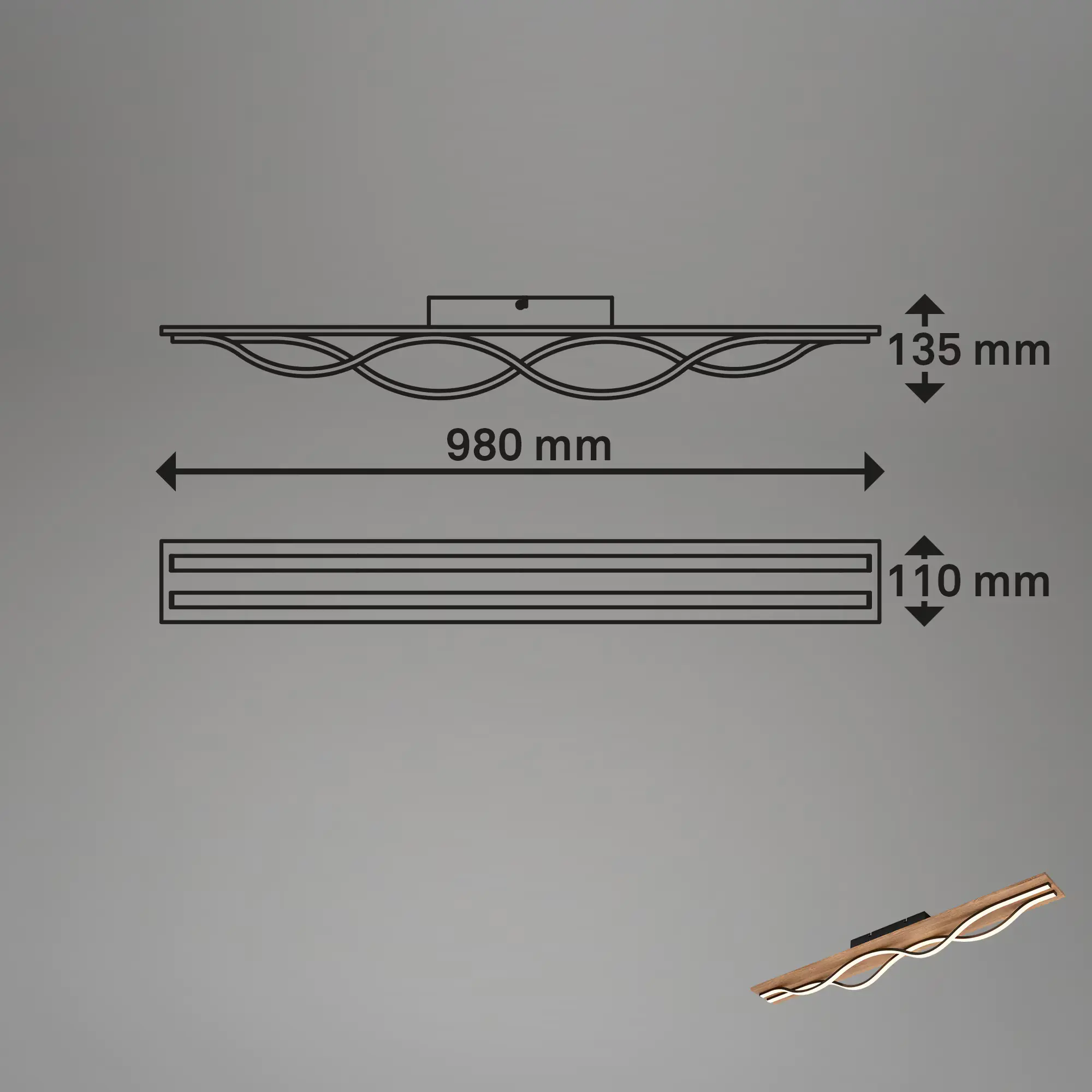 Briloner LED-Deckenleuchte VINKA schwarz Holz Briloner LED-Deckenleuchte VINKA schwarz Holz