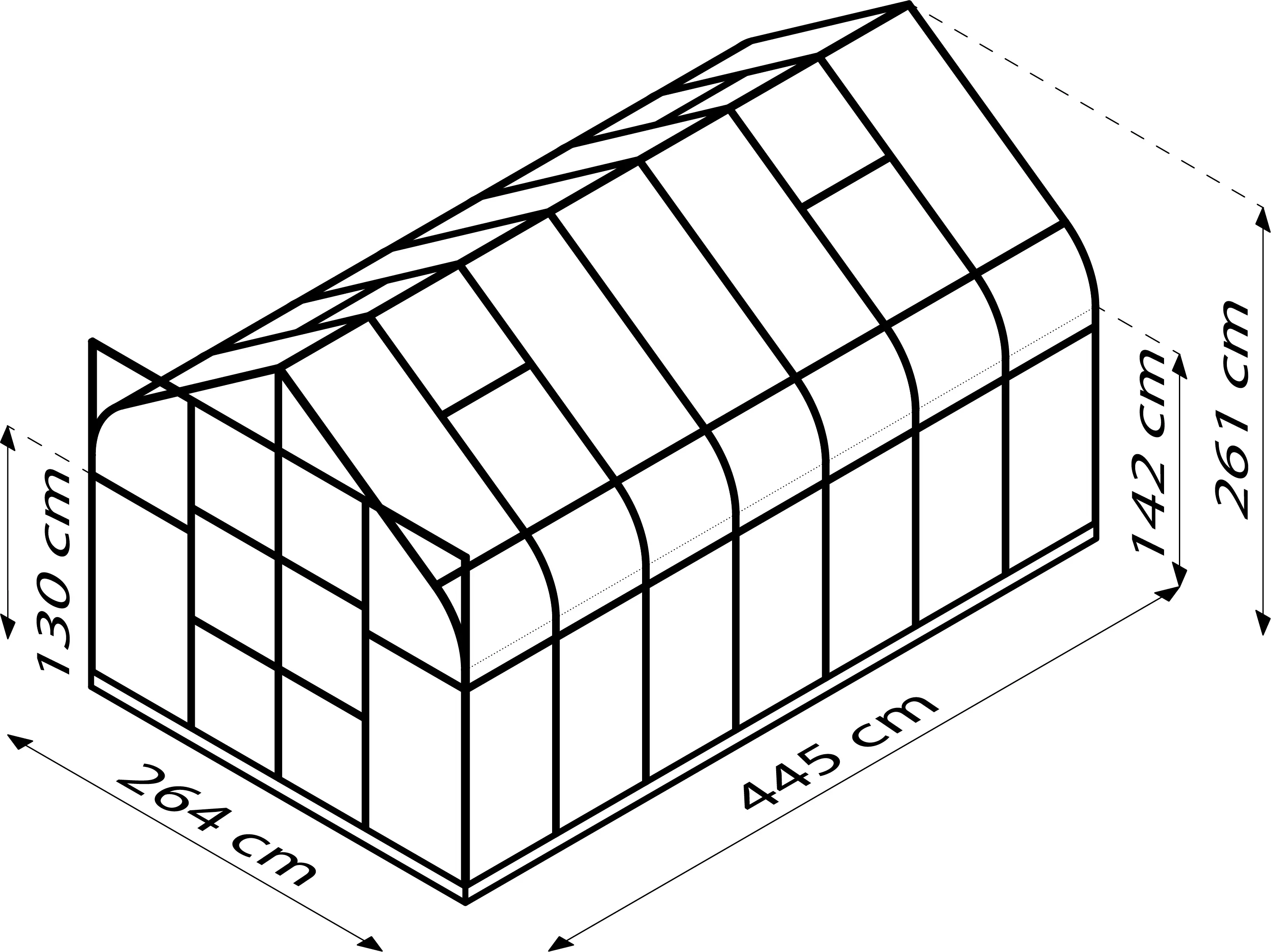 Vitavia Gewächshaus Dione 11500 HKP 4 mm schwarz 263,5 x 445 cm 