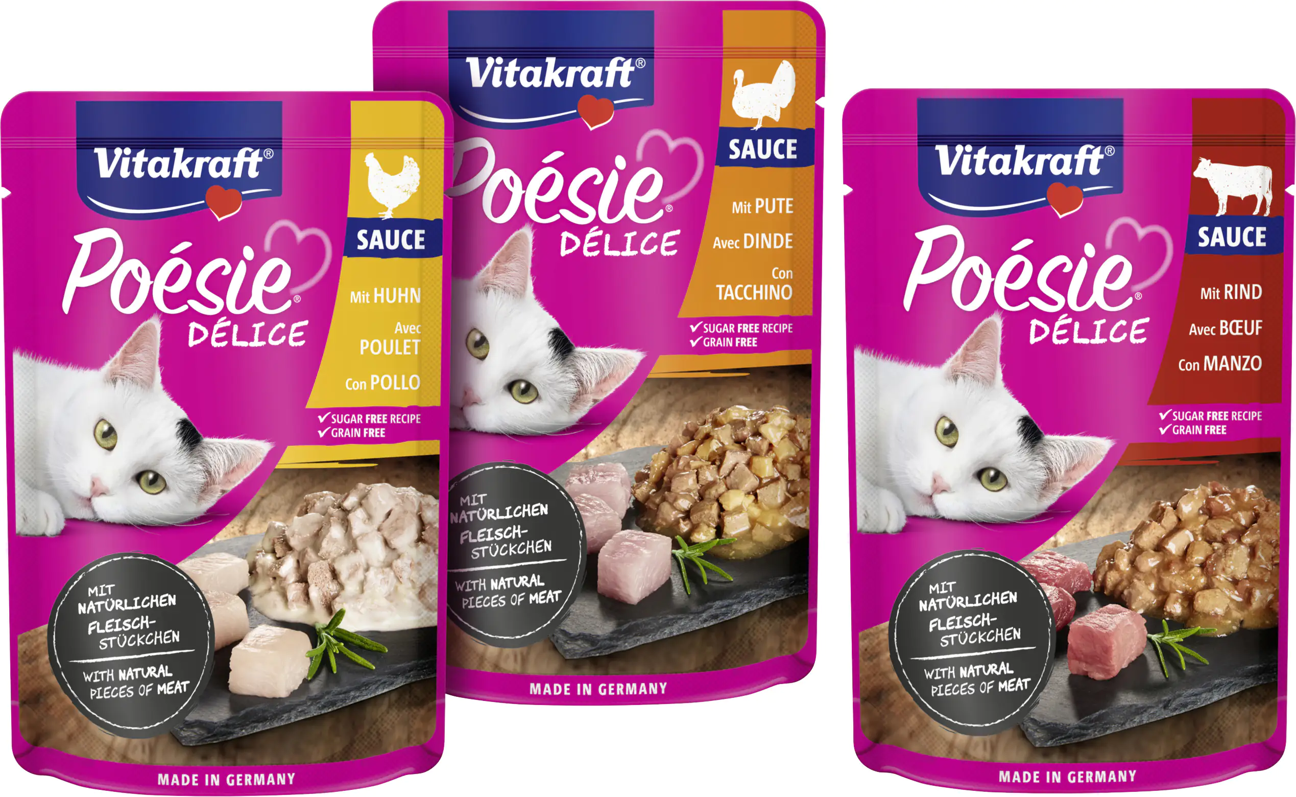 Vitakraft Poésie Katzenfutter Délice Meat Selection Sauce 6 x 85 g