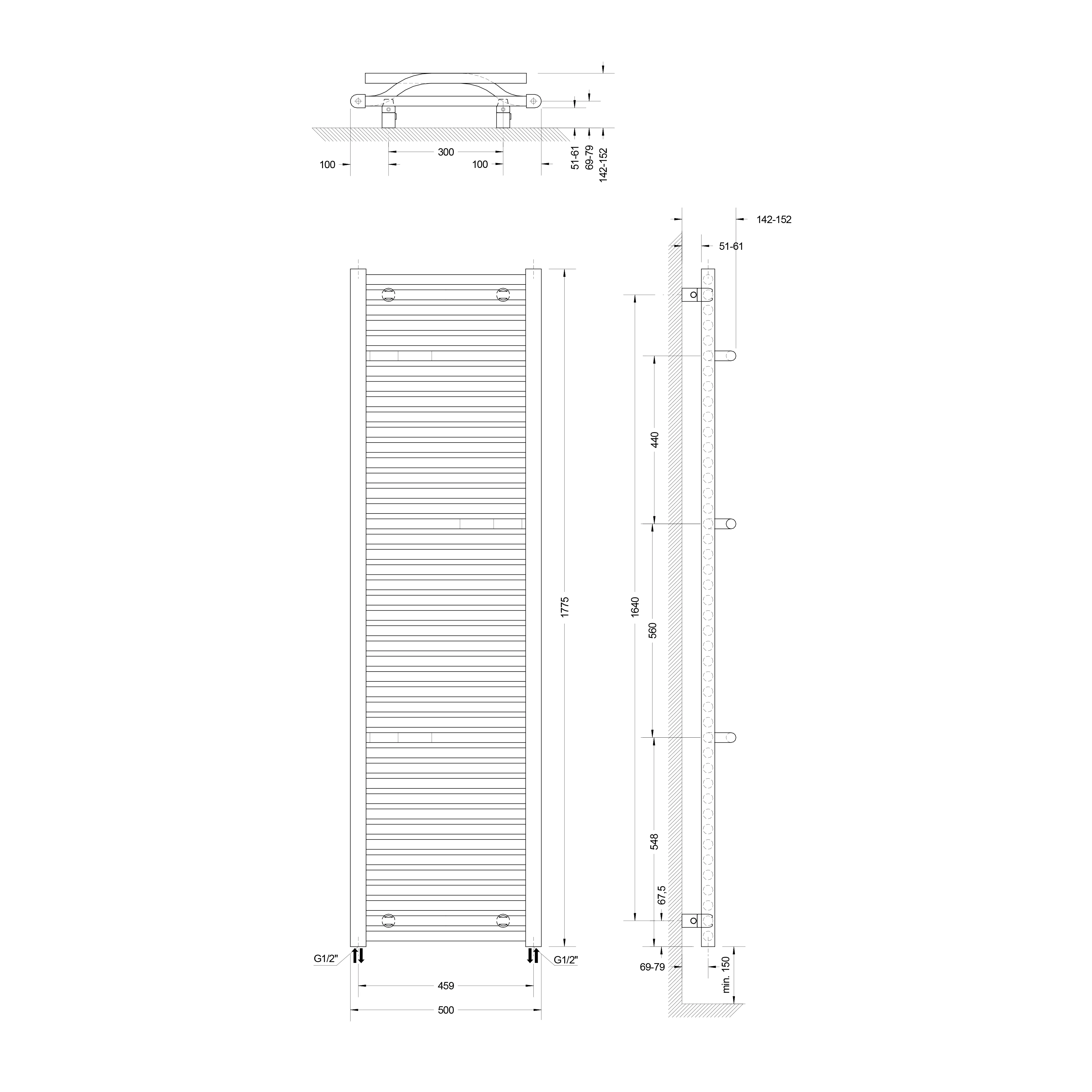 Schulte Badheizkörper Miami 177,5 x 50 cm 1067 Watt
