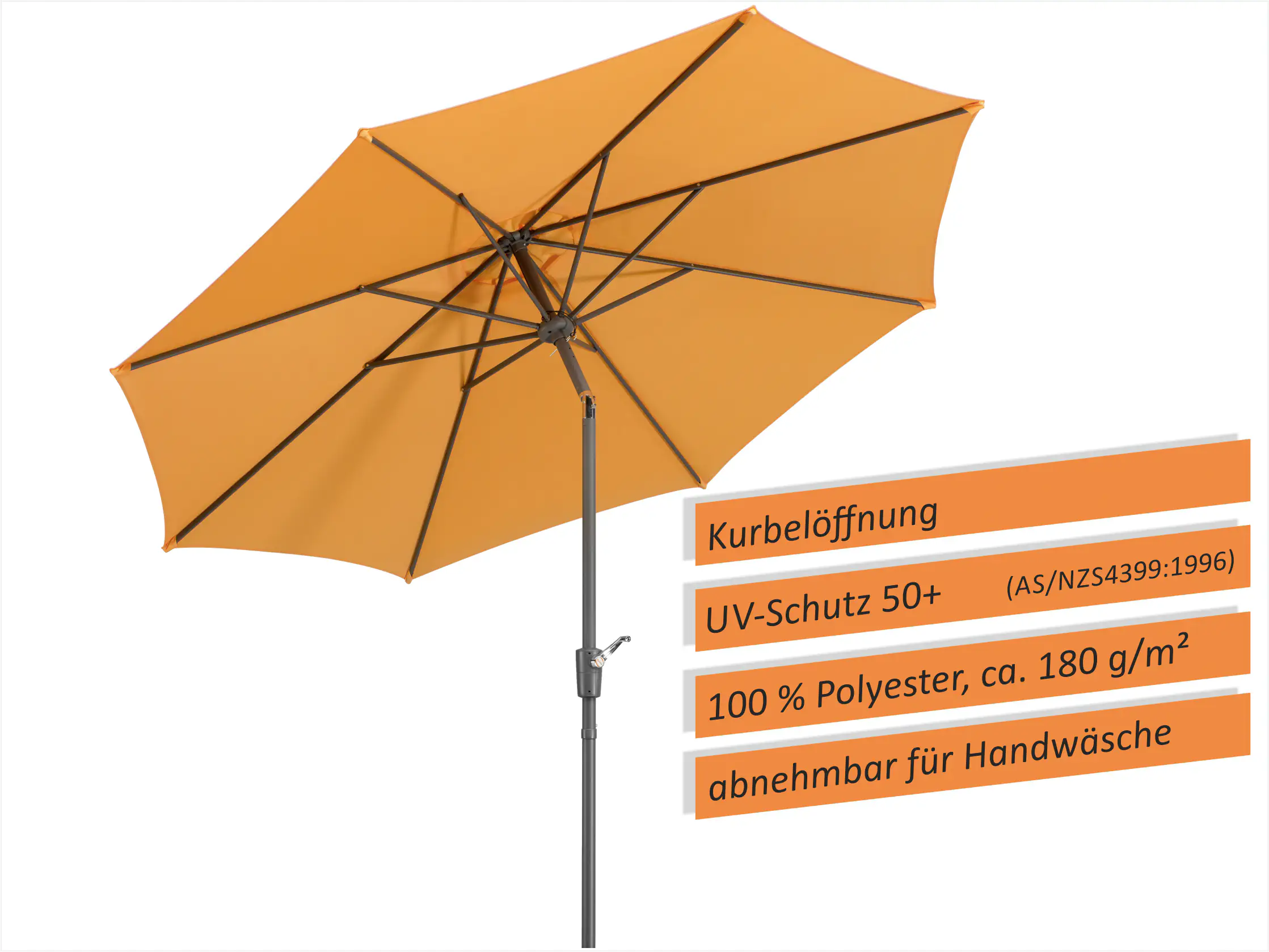 Schneider Sonnenschirm Harlem mandarine Ø 270 cm Schneider Sonnenschirm Harlem mandarine Ø 270 cm