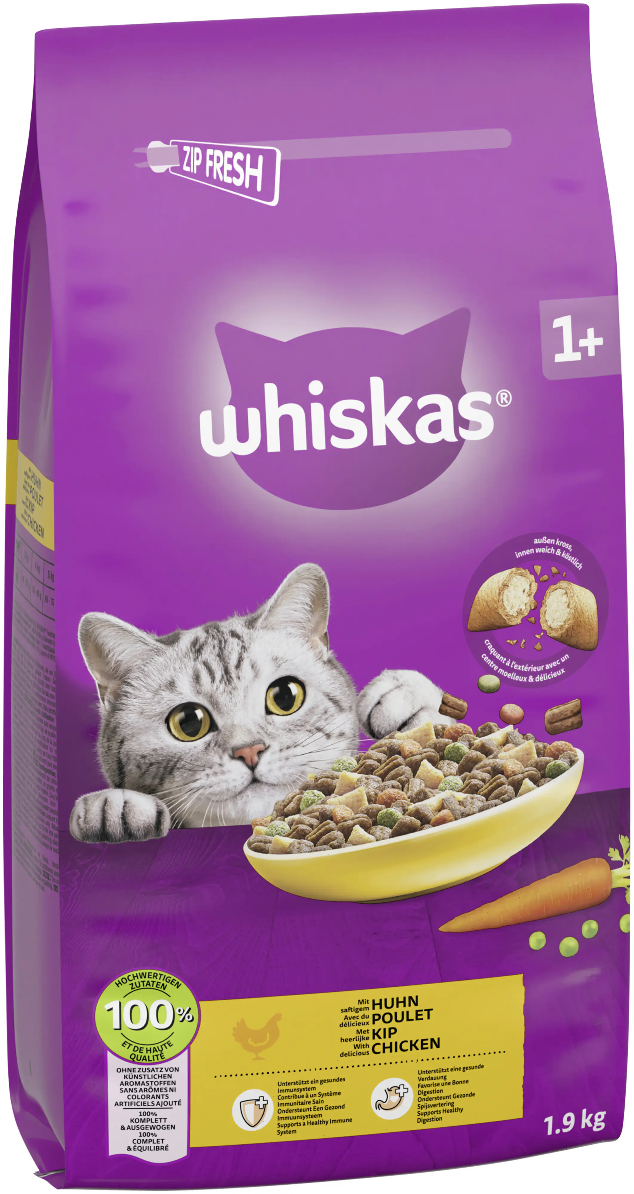 WHISKAS® Beutel Trocken Adult 1+ mit Huhn 1,9 kg 1,9 kg
