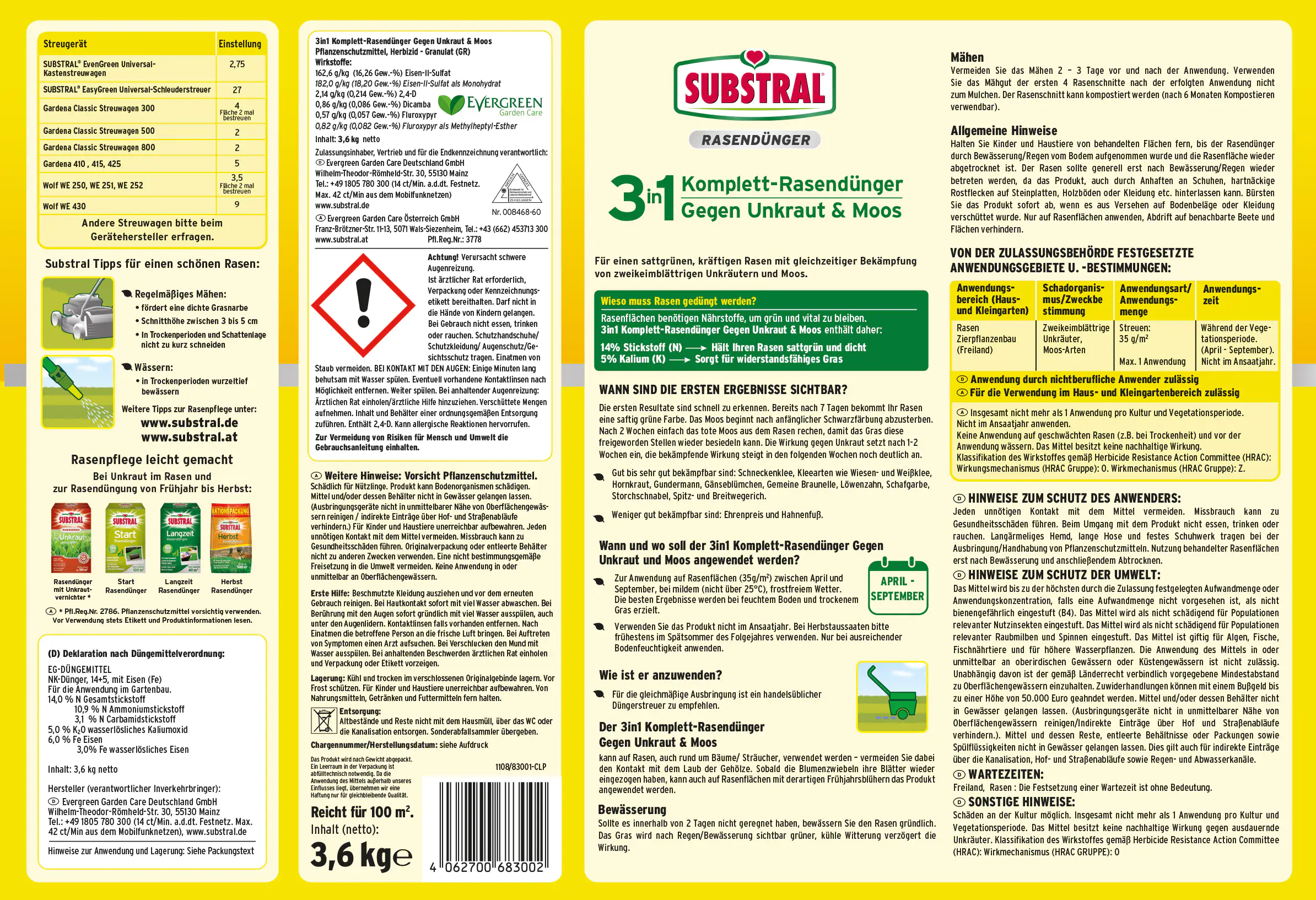 Substral 3in1 Komplettrasendünger für 400 m² 14 kg