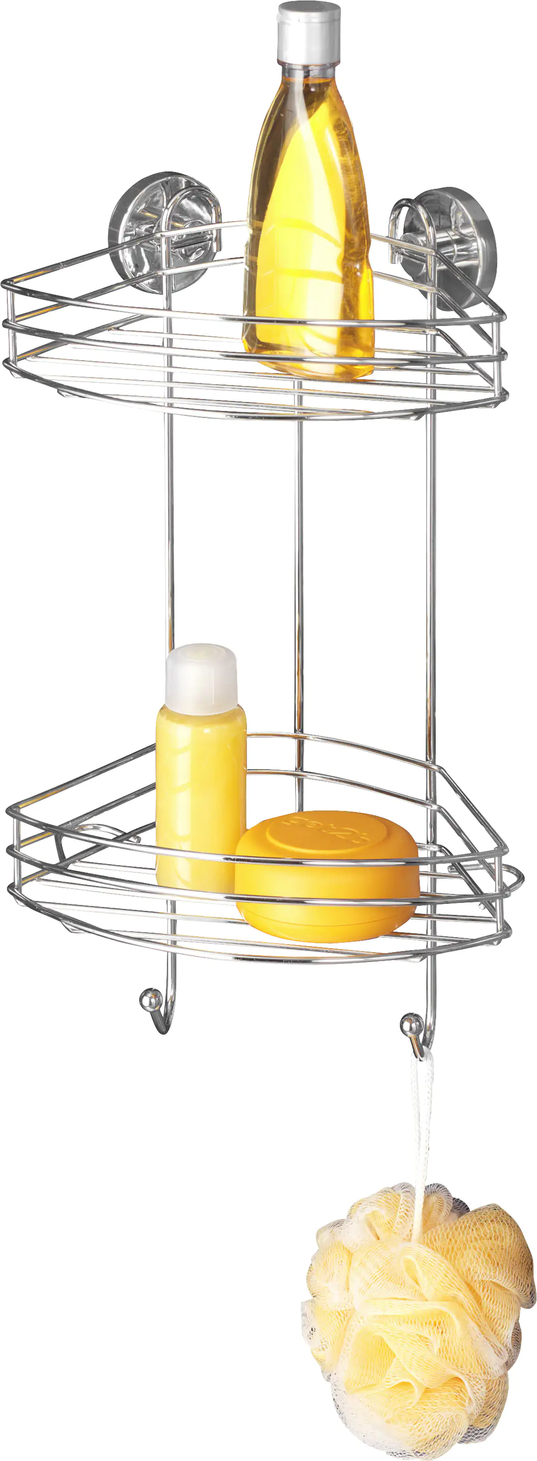 Wenko Eckduschkorb Vacuum-Loc Stahl, chrom, 2 Ablagen