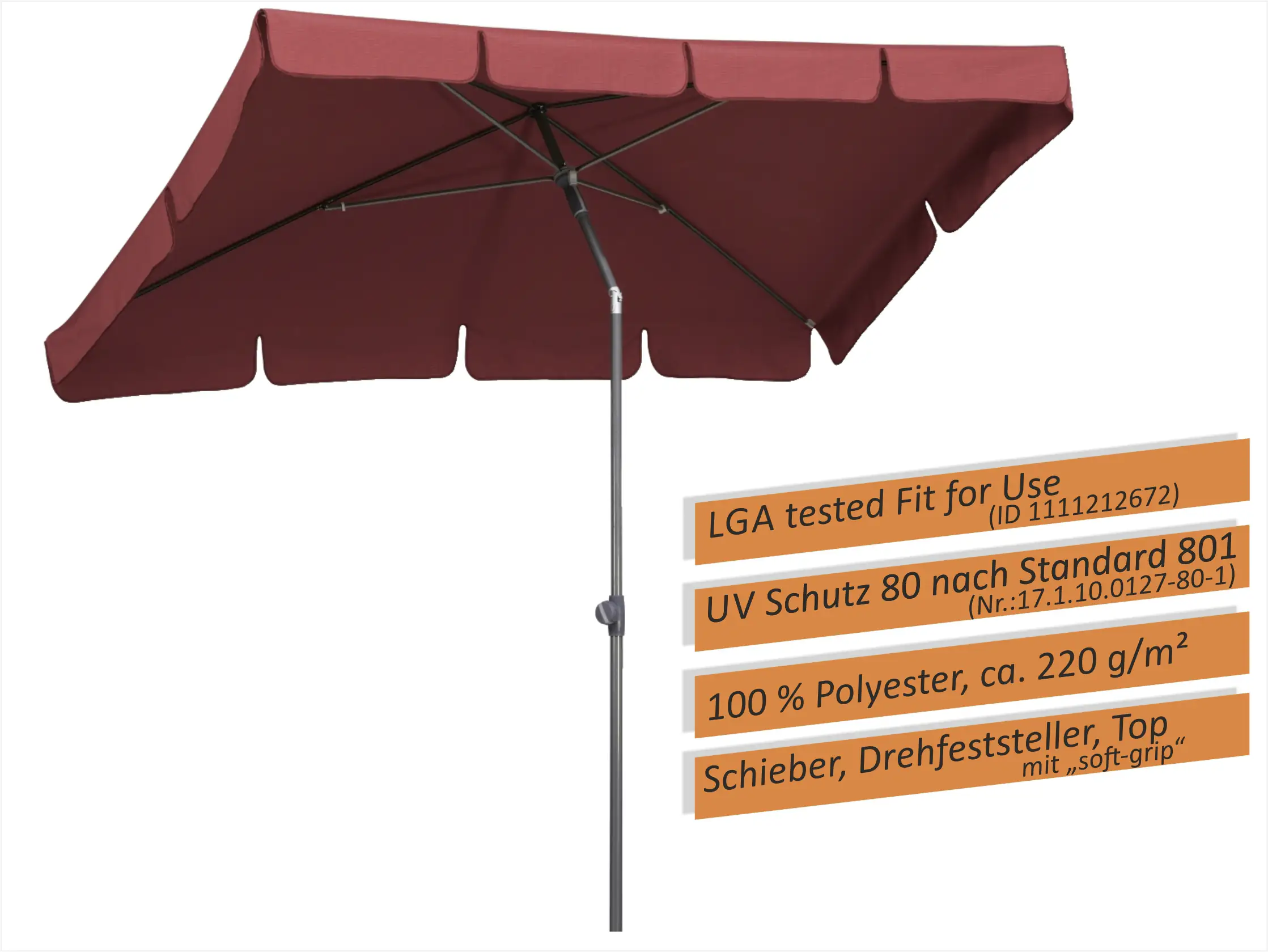 4000570756075_2316263 Schneider Sonnenschirm Aquila dunkelrot 265 x 150 cm