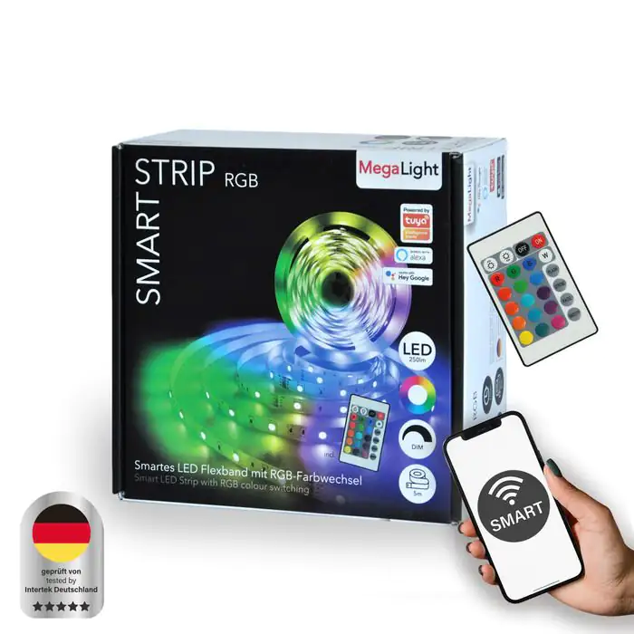 MegaLight LED Stripe 5m Tuya Smart 24W, dimmbar, RGB