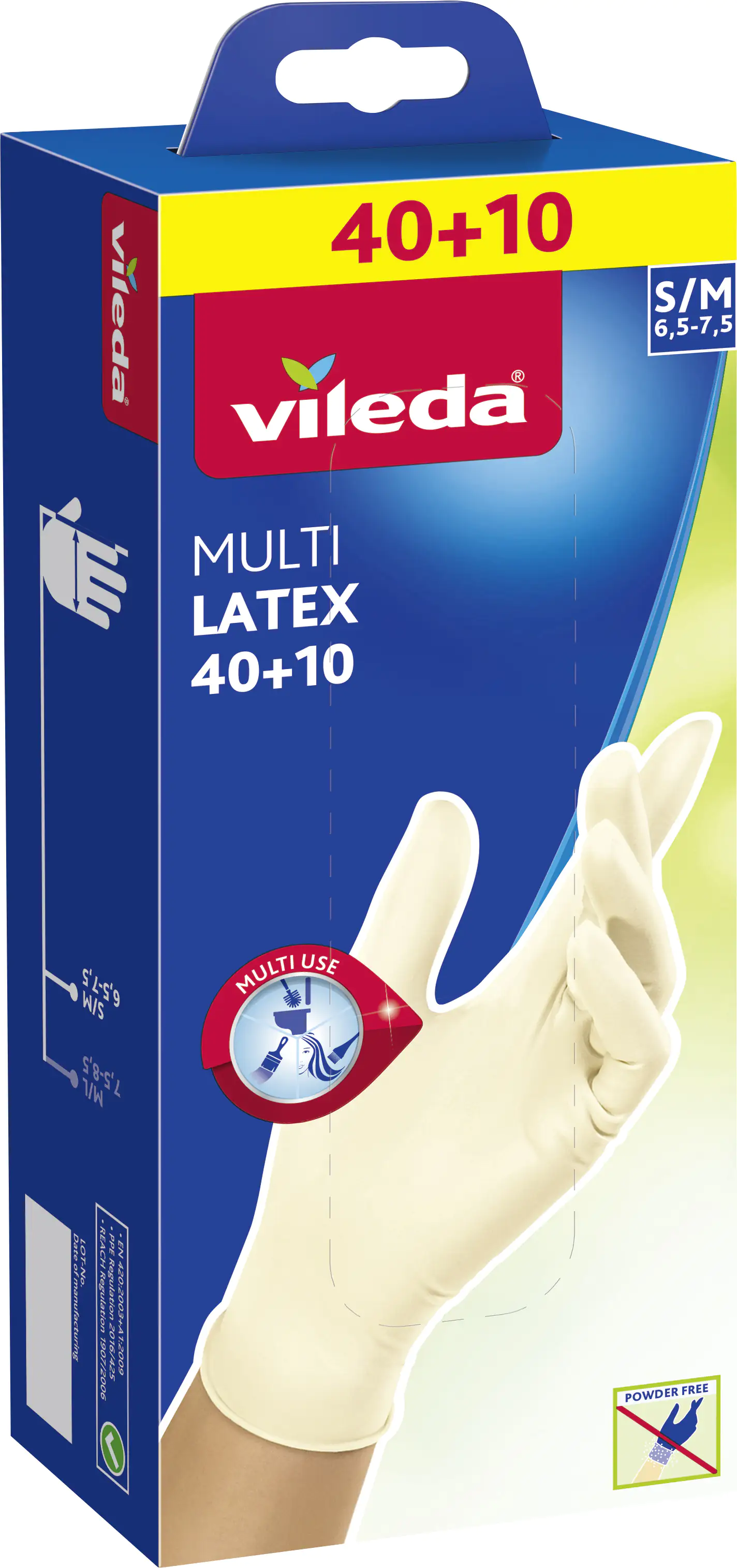 Vileda Multi Latex Einmalhandschuhe 40+10 S/M Vileda Multi Latex Einmalhandschuhe 40+10 S/M