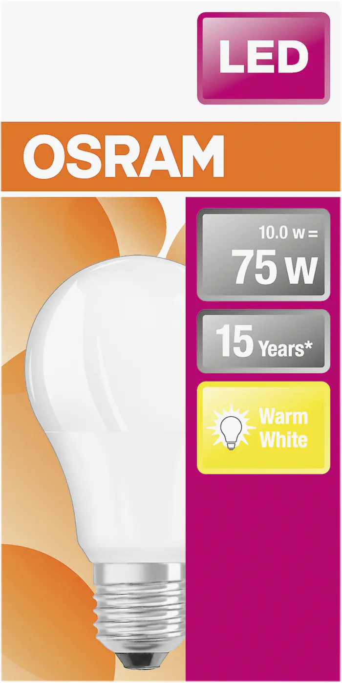 Osram LED Leuchtmittel Star Classic E27 10W warmweiß, weiß matt