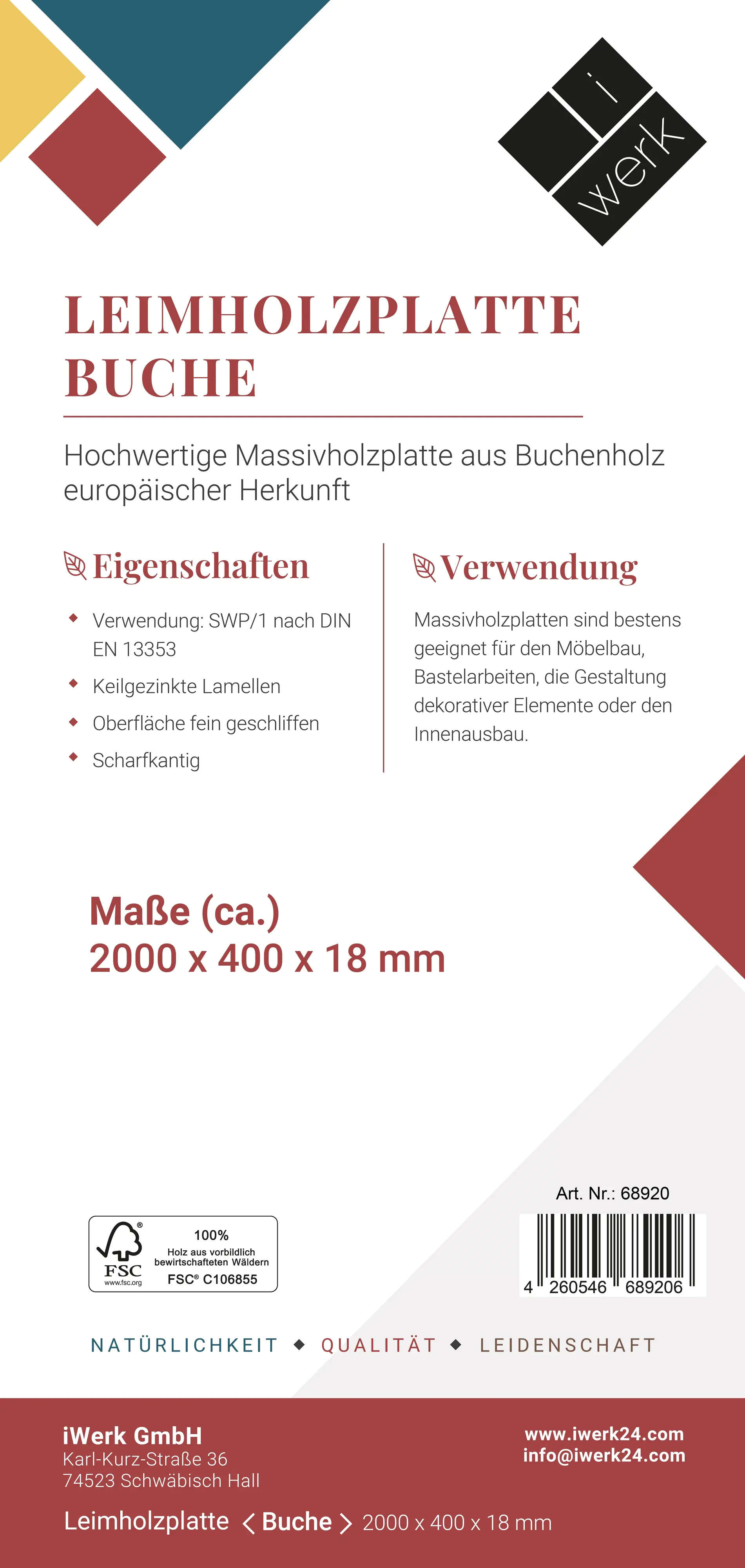 Leimholz Buche 200 x 40 cm 18 mm Leimholz Buche 200 x 40 cm 18 mm