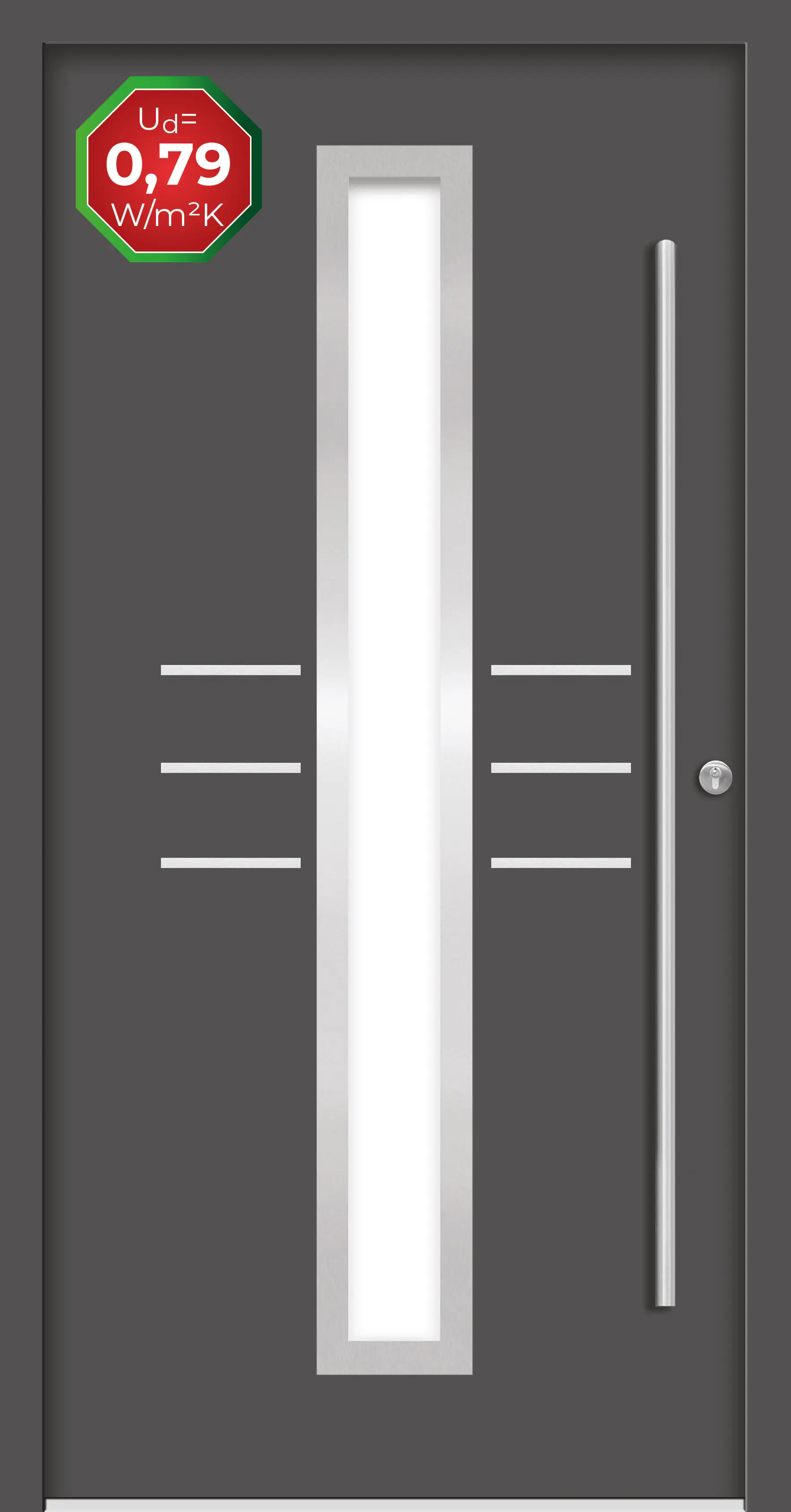 Splendoor Haustür Passivedoor Premium B07 Anthrazit DIN Rechts 100 x 210 cm