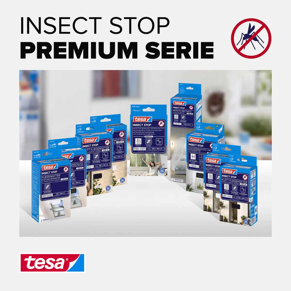 tesa Insektenschutz-Fenster SUN PROTECT 130 x 150 cm anthrazit