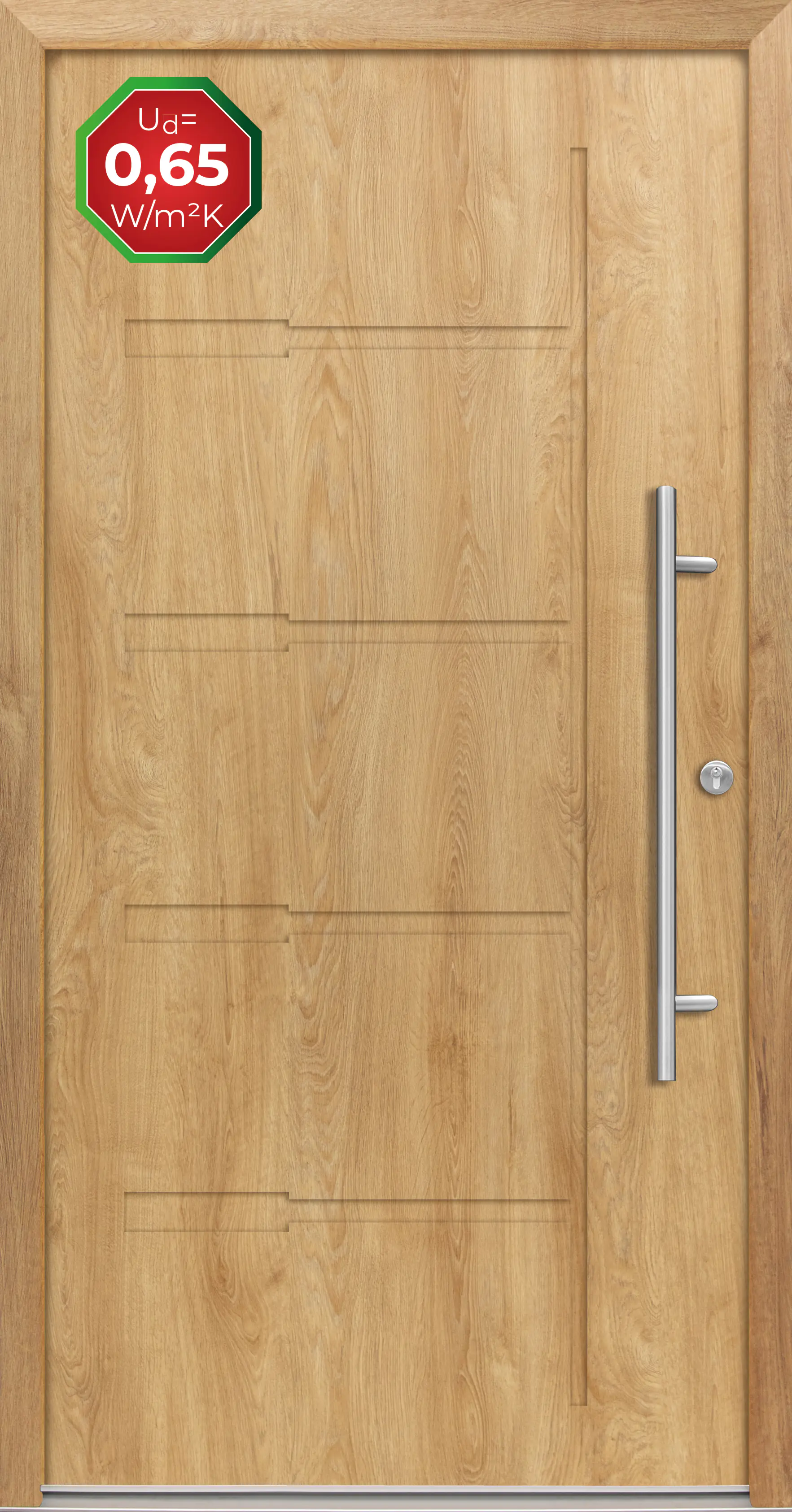 Splendoor Haustür Passivedoor Premium H1 Eiche Natur DIN Rechts 100 x 210 cm