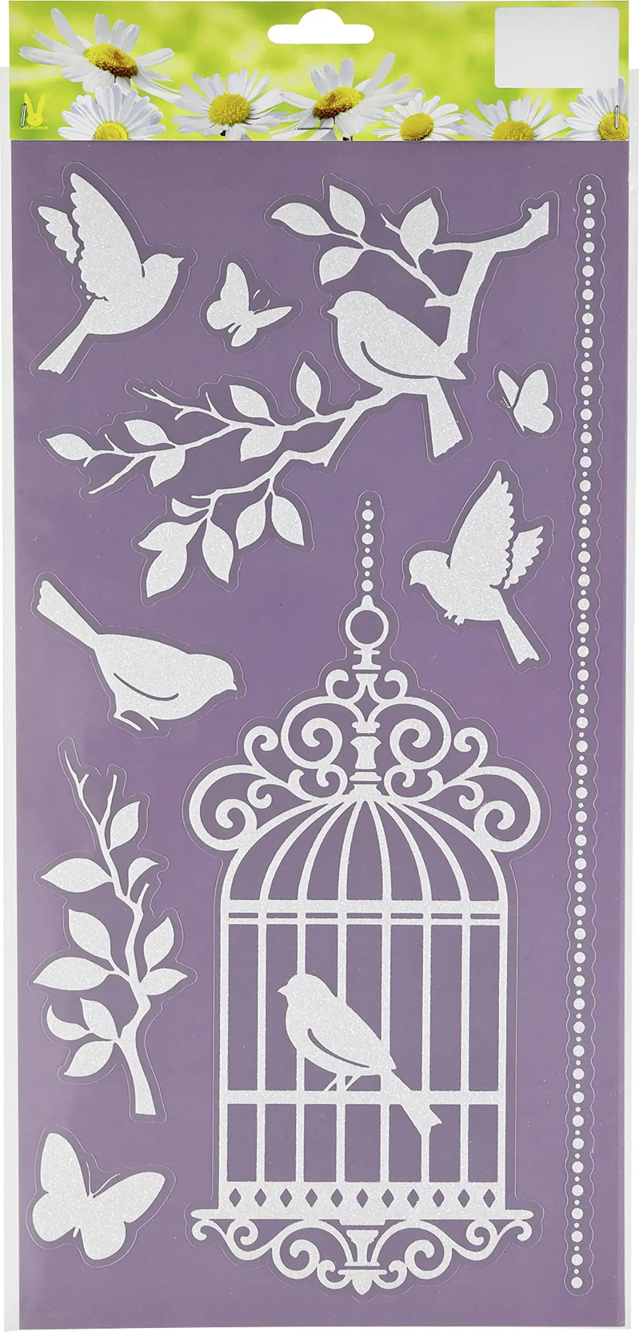 Frühlingsdeko Glitzer-Fenstersticker Vögel in verschiedenen Größen weiß