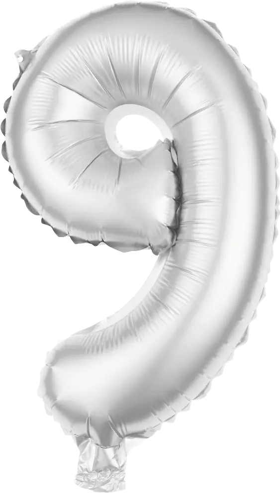 Folienballon Zahl 9 silber 100 cm