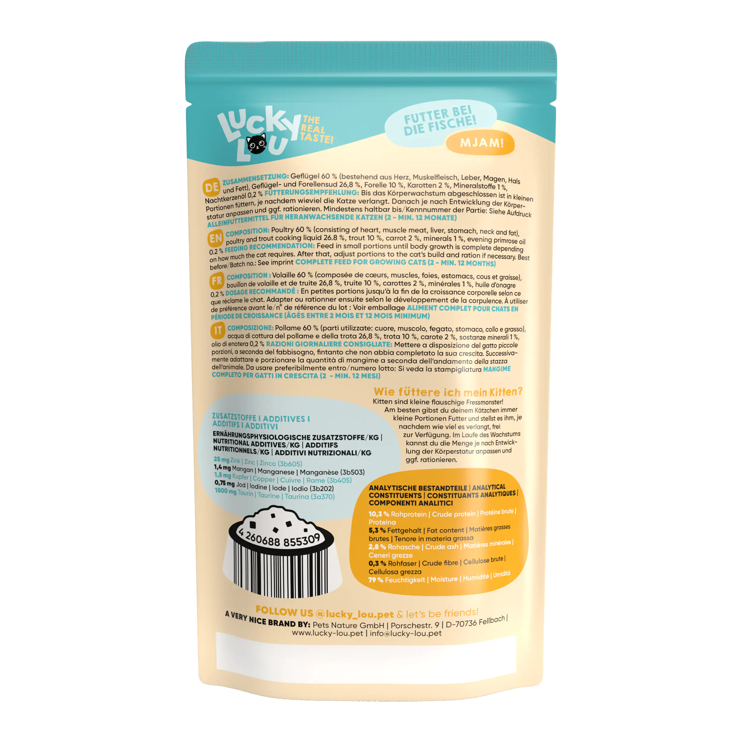 Lucky Lou Kittenfutter Geflügel und Forelle 125 g