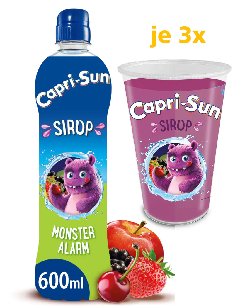 Capri Sun Sirup Monster Alarm 3x 600 ml + Becher