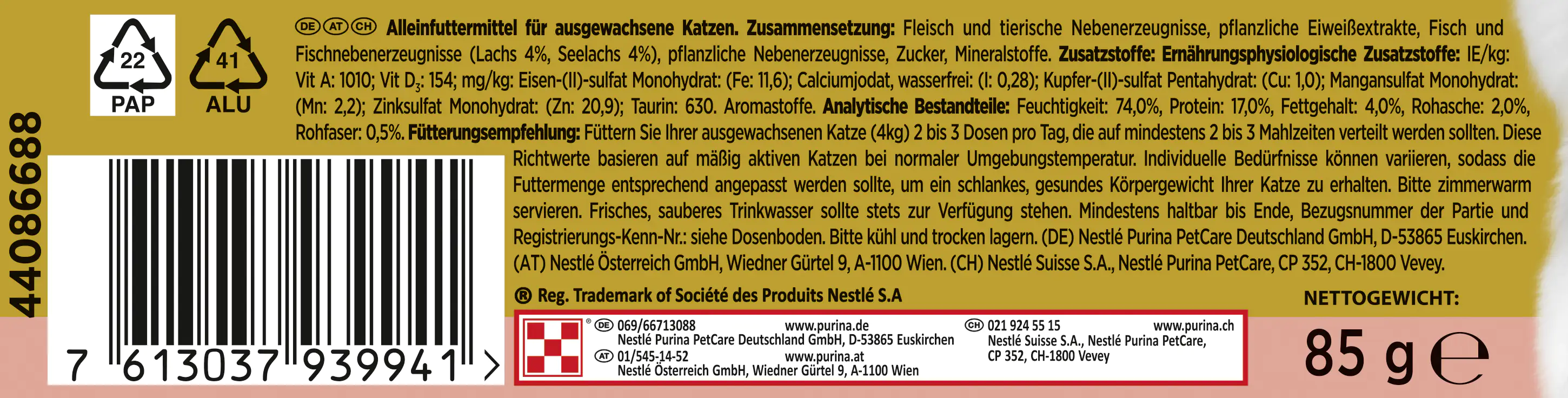 Gourmet Gold Raffiniertes Ragout Duetto mit Lachs und Seelachs 85 g Gourmet Gold Raffiniertes Ragout Duetto mit Lachs und Seelachs 85 g