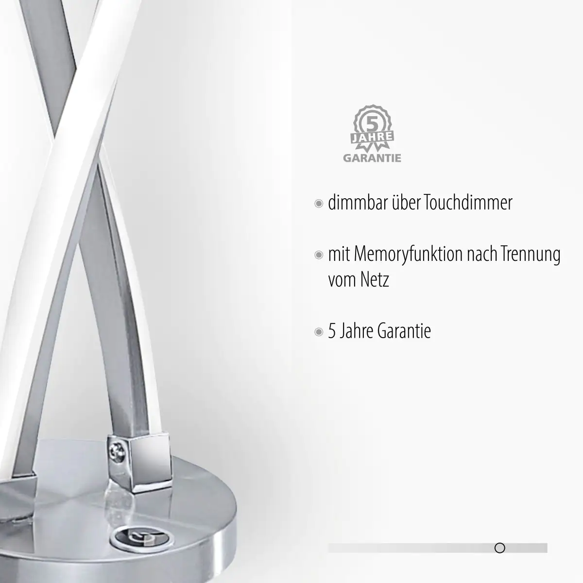 Paul Neuhaus LED Tischleuchte Polina stahl 48,5 x 12,5 cm dimmbar warmweiß