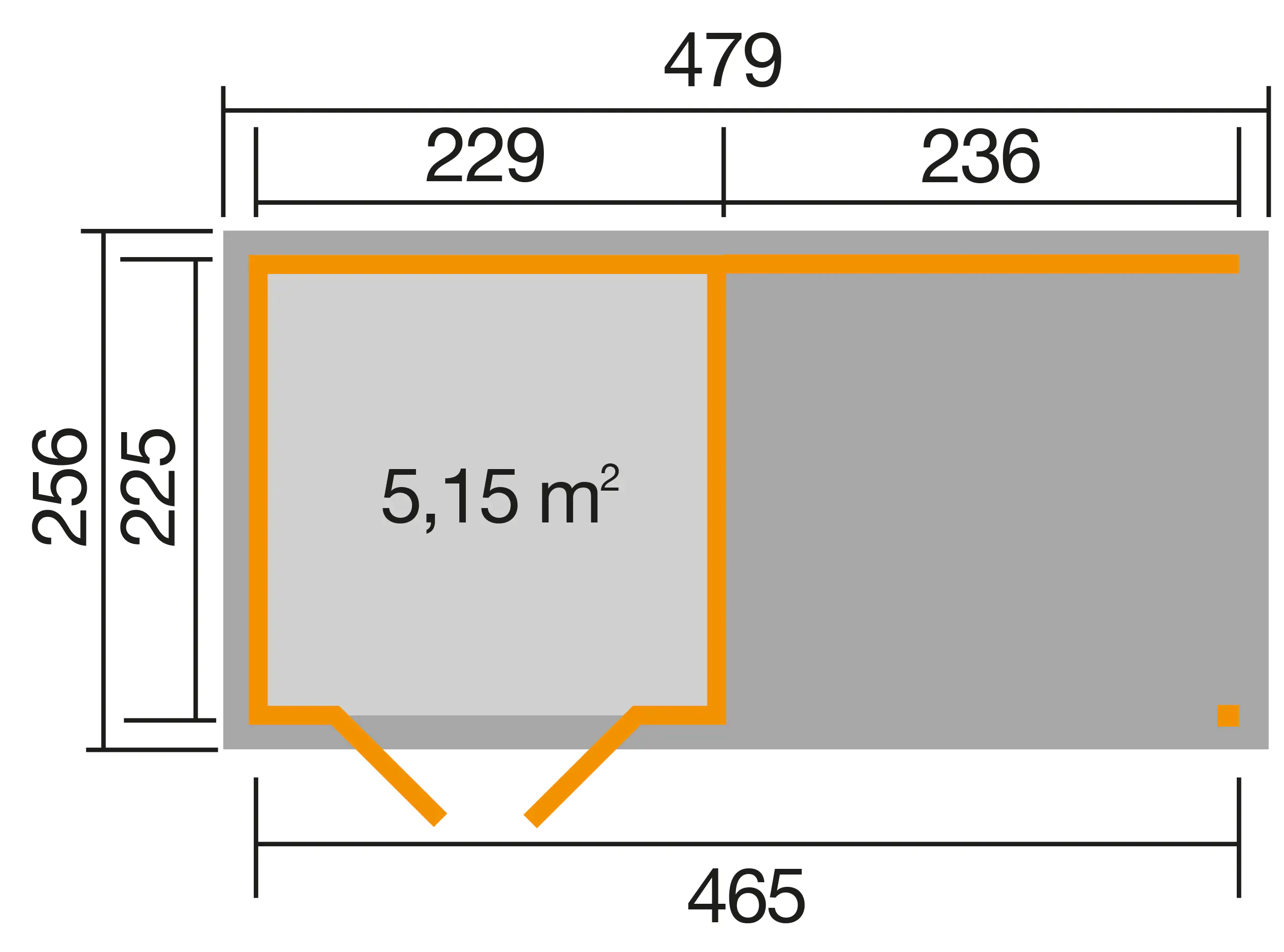 Decor et Jardin Gartenhaus Paradis 463 x 236 cm natur inkl. Anbau