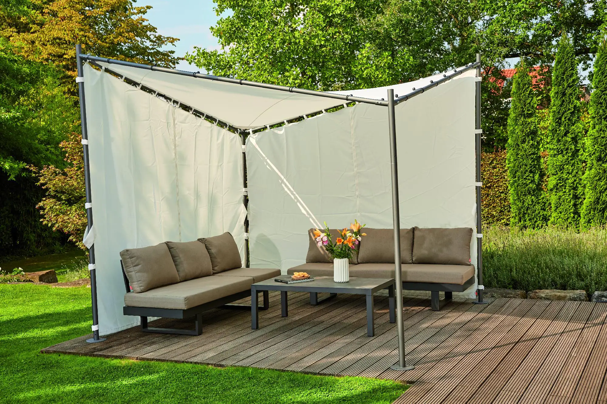 Siena Garden Seitenteile zu Pavillon Berlino 3 x 3 m weiß, 2 er Set