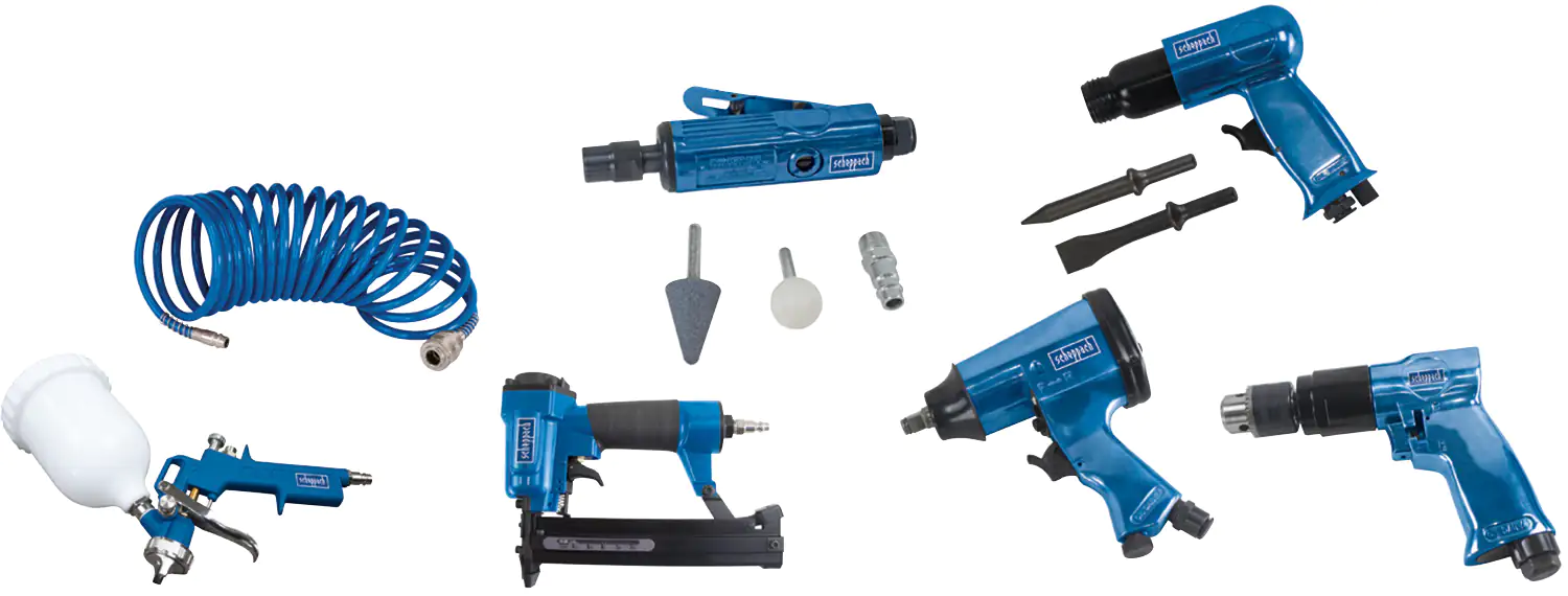 4046664090441_01 Scheppach Kompressor-Set 10 bar, 50 L, 412 l/min, 2.2 kW + Zubehör