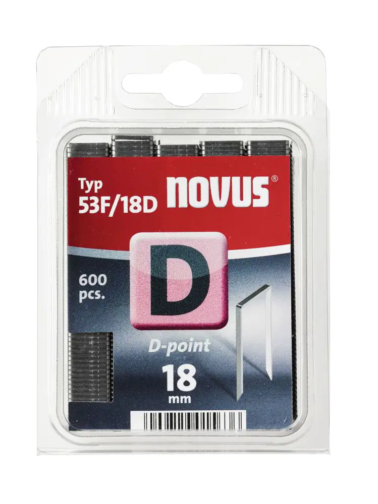 Novus Tackerklammer Typ D 53 F 18 mm 600 Stück D-Point Sägespitze Flachdrahtklammer