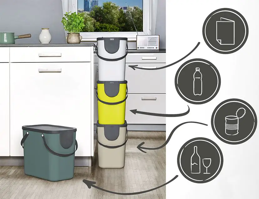 7610859202499_12 Rotho Mülltrennungssystem Albula 25 L mistletoe white Recyclingbehälter