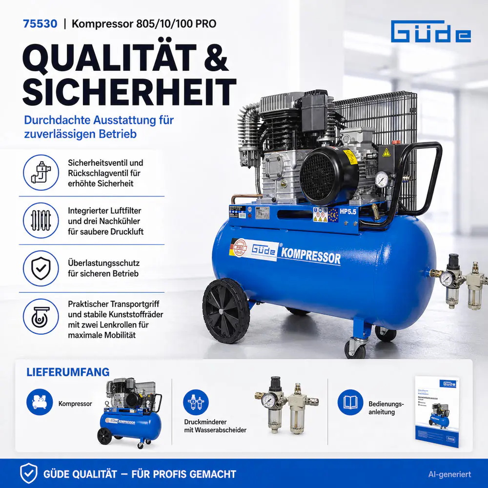 Güde Kompressor 805/10/100 PRO 10 bar 100 l 765 l/min 4 kW