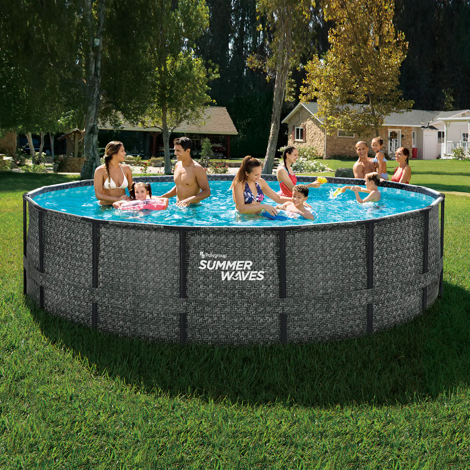 Summer Waves Pool Frame Dark Herringbone Print Elite 4,88 m x 1,22 m