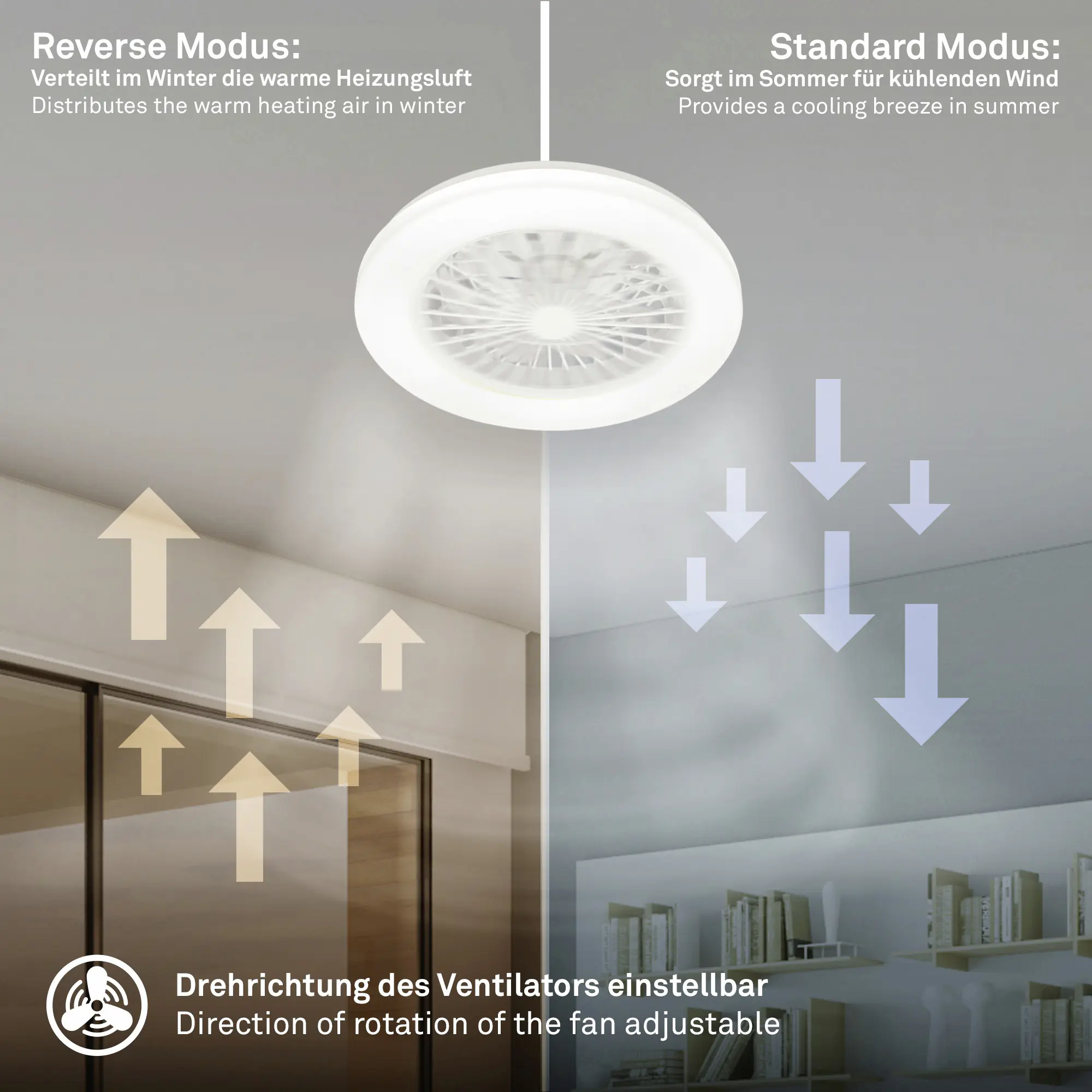 Briloner LED Deckenleuchte mit Ventilator Fanti Ø 48,5 cm 49 W weiß CCT dimmbar