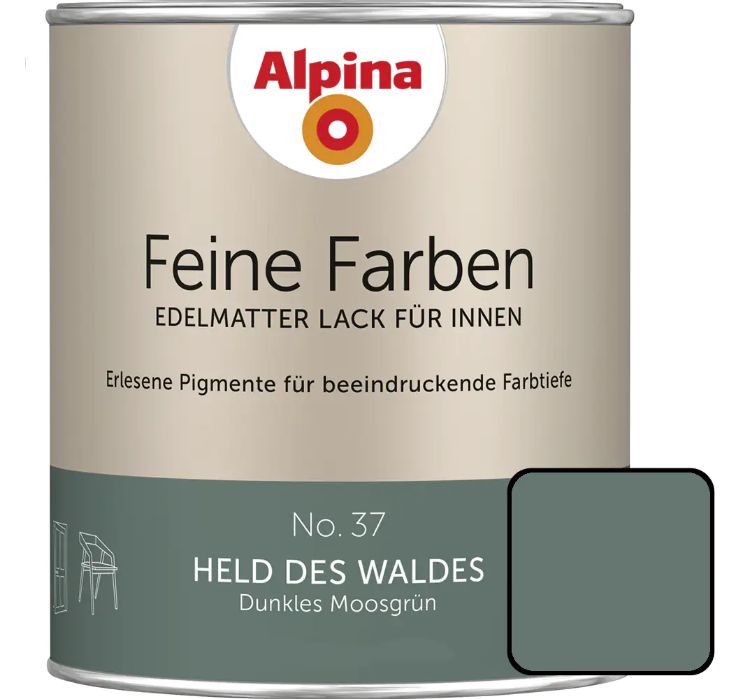 Alpina Feine Farben Lack No. 37 Held des Waldes  moosgrün edelmatt 750 ml Alpina Feine Farben Lack No. 37 Held des Waldes  moosgrün edelmatt 750 ml
