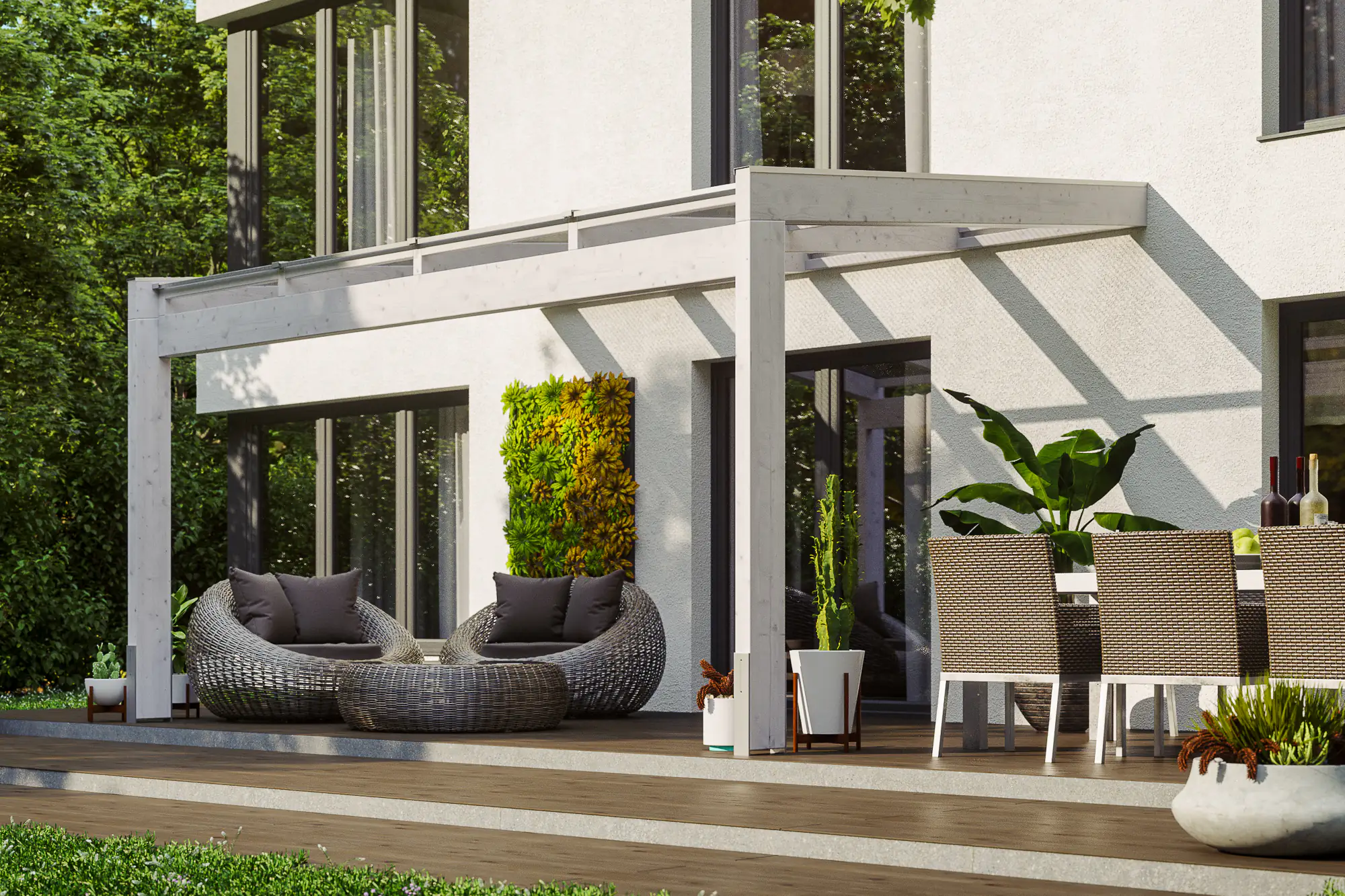 SKAN HOLZ Terrassenüberdachung Novara 450 x 309 cm Leimholz