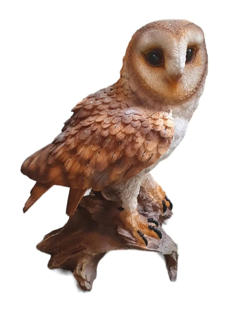 Dekofigur Eule auf dem Stamm 34,5 x 15 x 23 cm braun