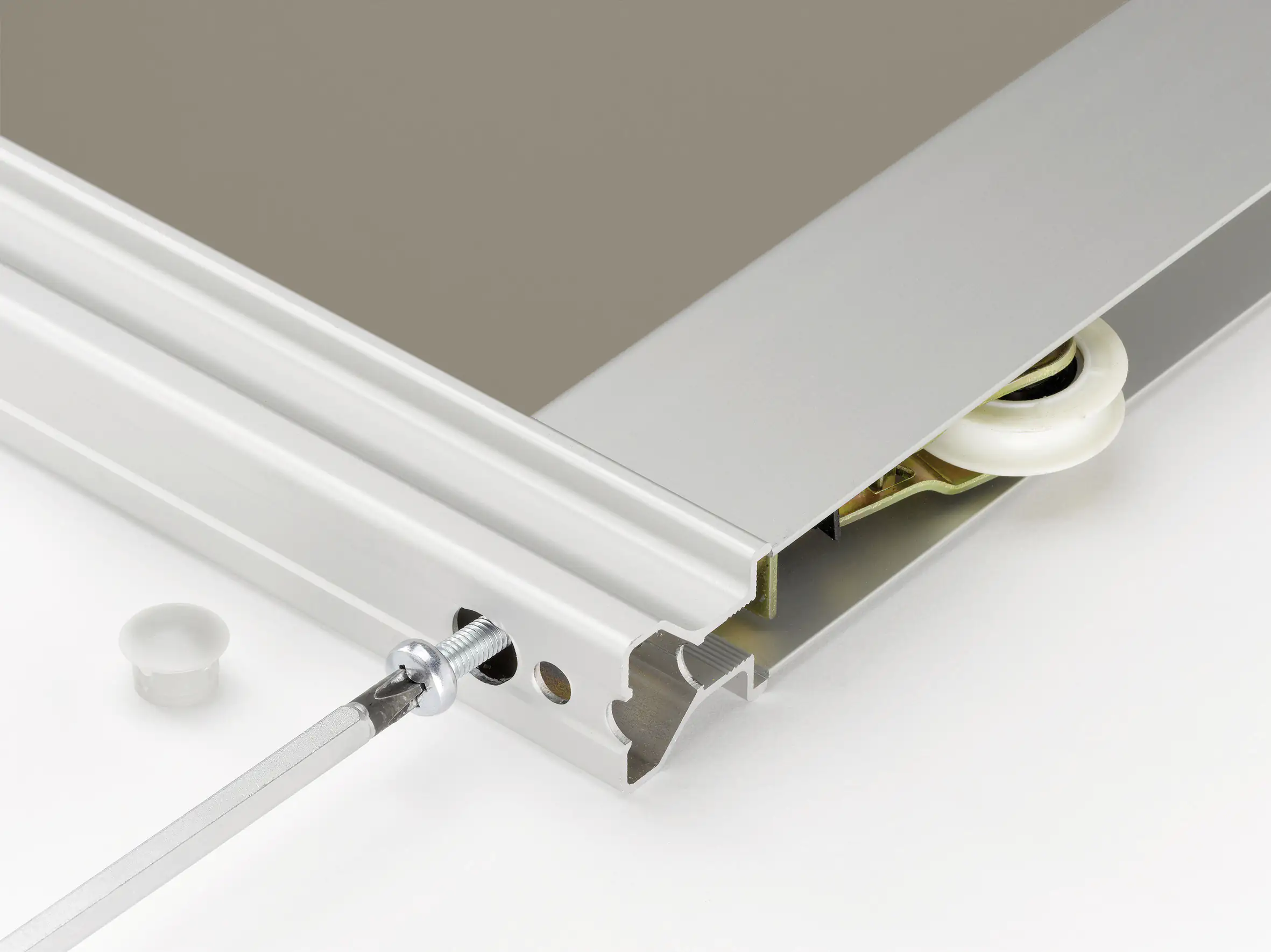 Schiebetür-Baupaket Rapid taupe/weiß Miniperl