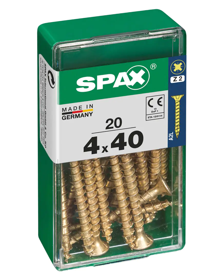 Spax Universalschrauben 4.0 x 40 mm PZ 2 - 20 Stk. Spax Universalschrauben 4.0 x 40 mm PZ 2 - 20 Stk.