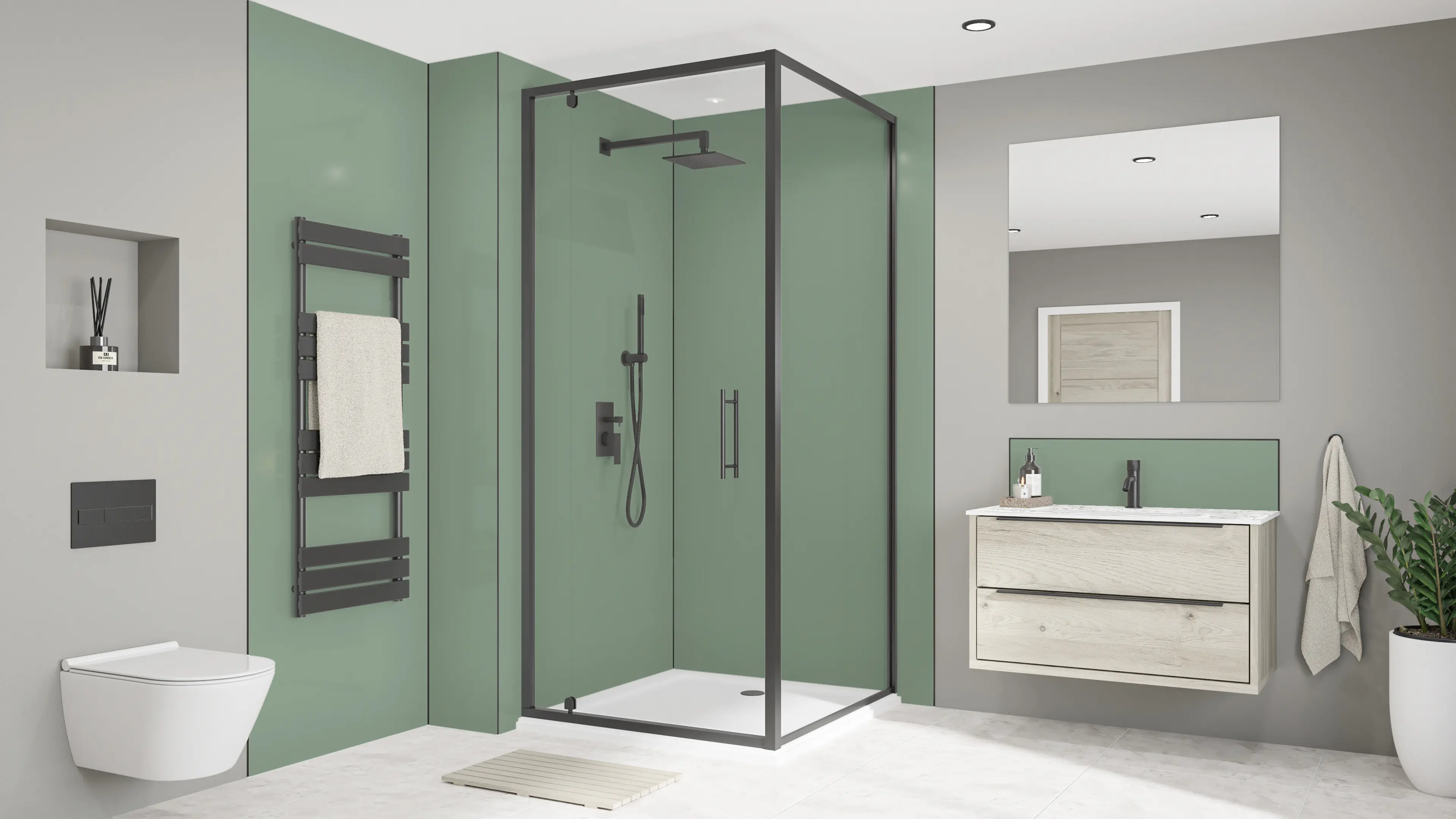 Wetwall Alloy Duschrückwand Seafoam Green/Battleship Grey 120 x 244 cm