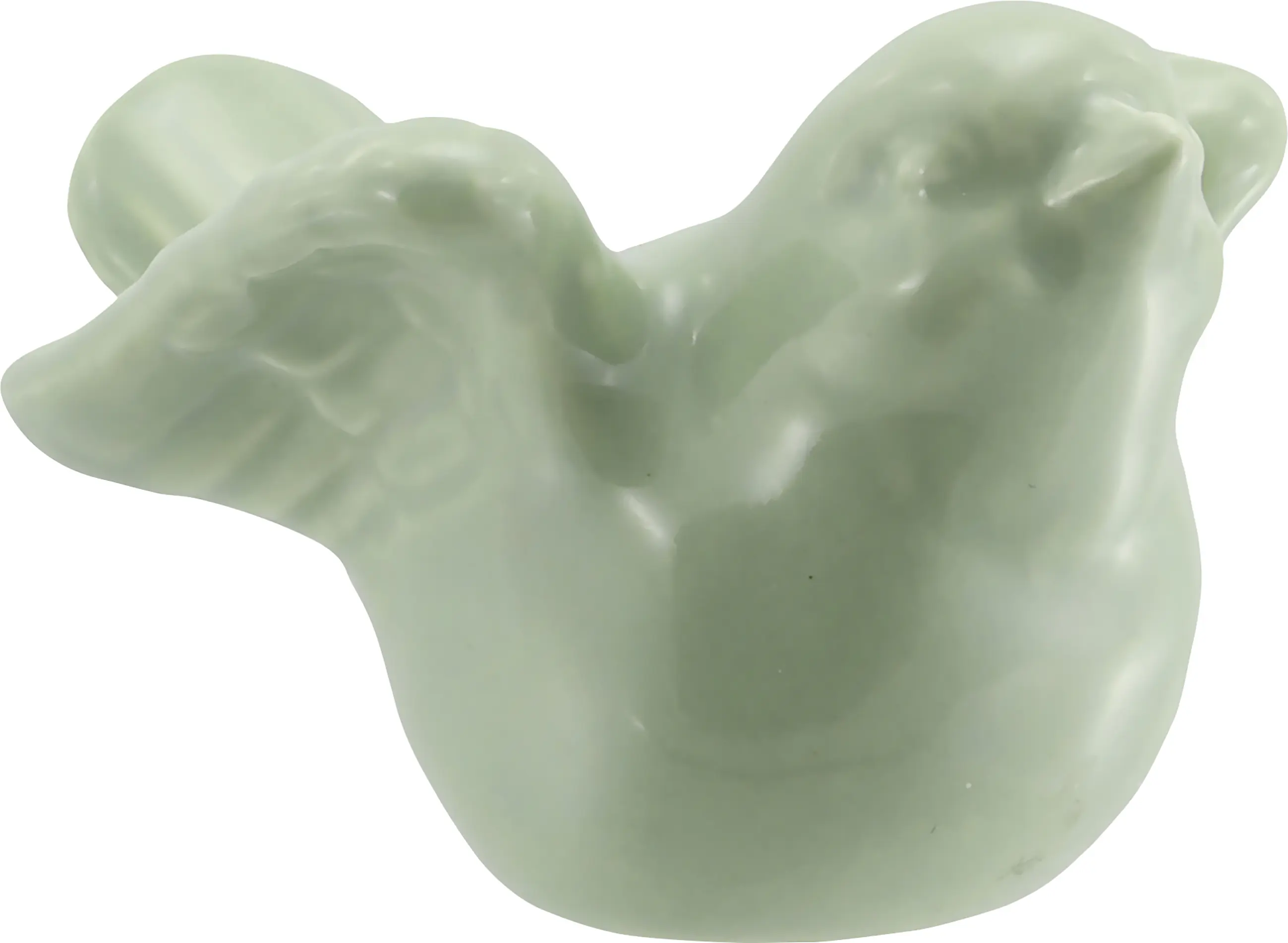 Dekofigur Vogel mit halb geöffneten Flügel Porzellan 8 x 7 cm grün 