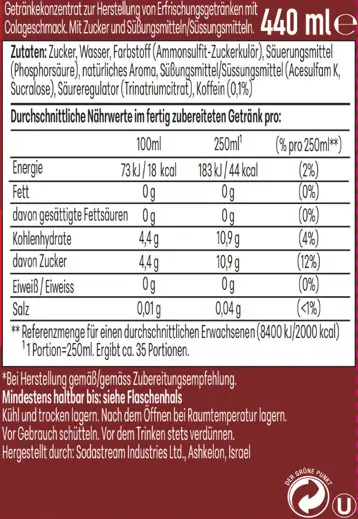 Sodastream Drink Mix Sirup Cola 440 ml