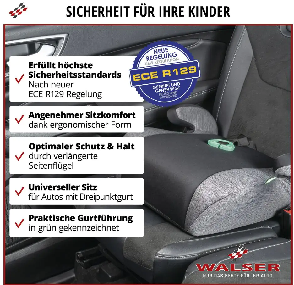 Walser Kindersitzerhöhung Raffi ECE R 129 geprüft schwarz/grau Walser Kindersitzerhöhung Raffi ECE R 129 geprüft schwarz/grau