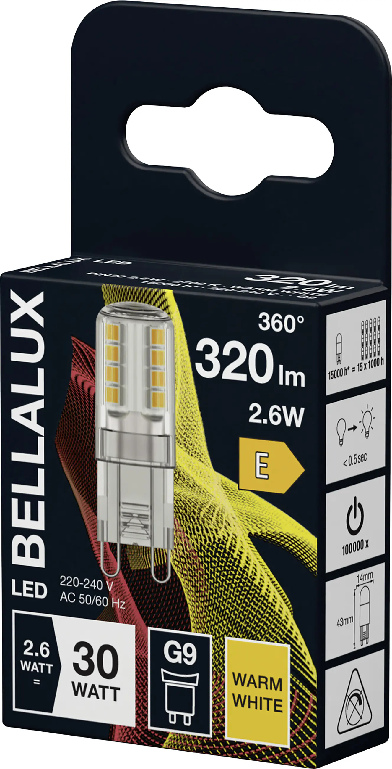Bellalux LED Stiftsockellampe Pin30 G9 2,6 W warmweiß klar Bellalux LED Stiftsockellampe Pin30 G9 2,6 W warmweiß klar