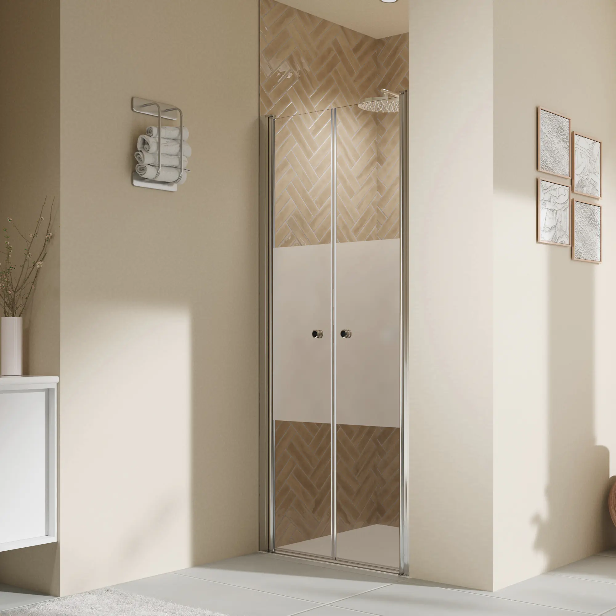 Breuer Dusch Pendeltür Elana 2.0 rund für Nische 90 x 200 cm Intima alu chromeffekt