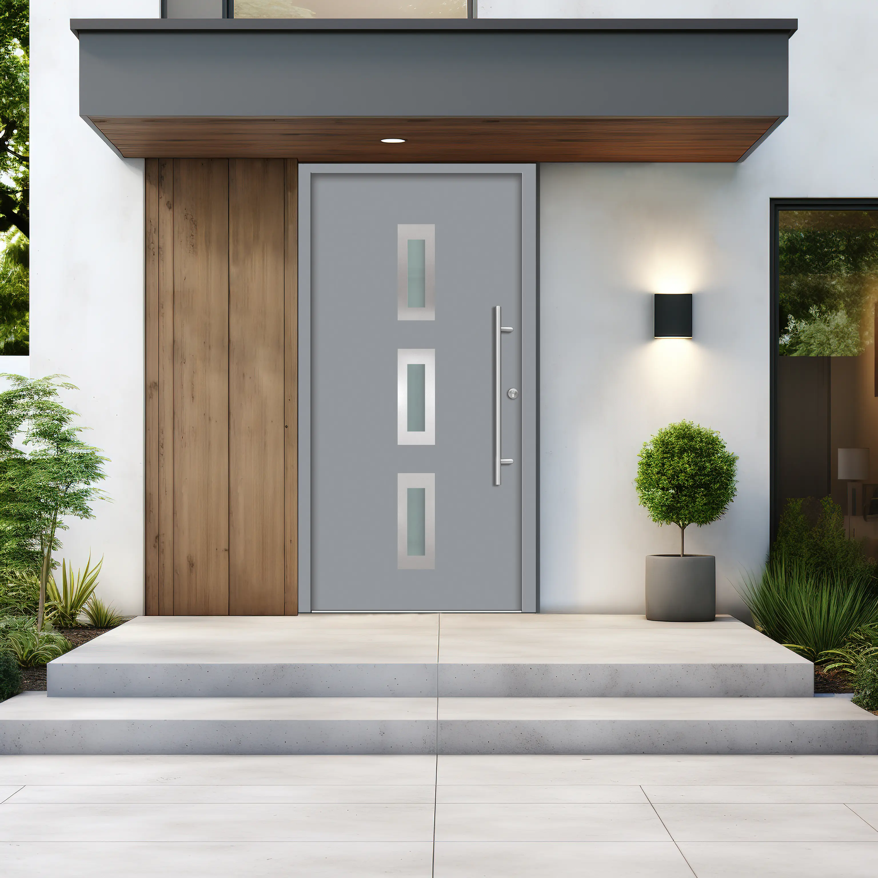 Splendoor Haustür Passivedoor Premium B02 Grau DIN Rechts 110 x 210 cm