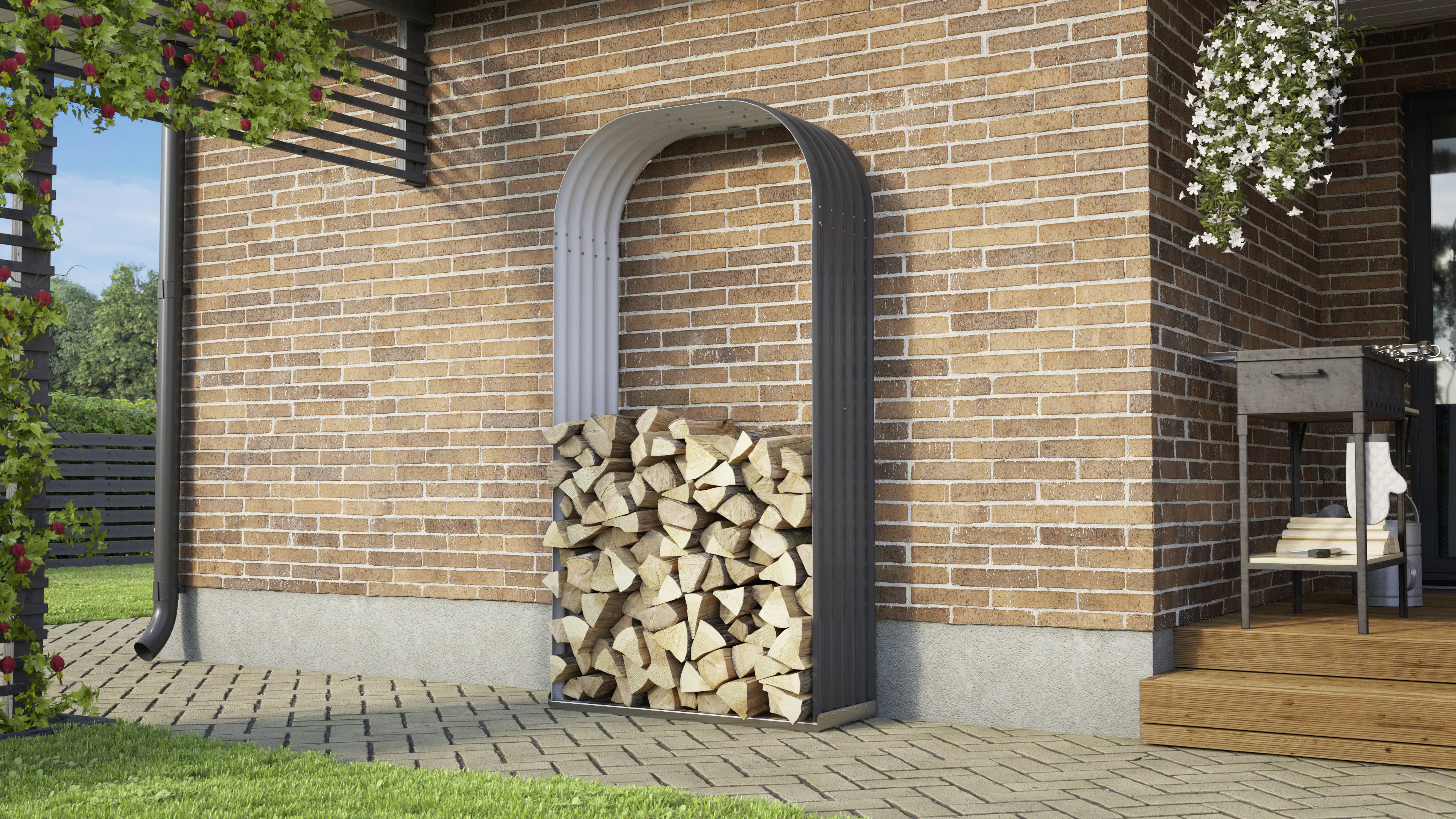 Vitavia Kaminholzregal Lignum 99 x 40 x 200 cm granit Hochformat