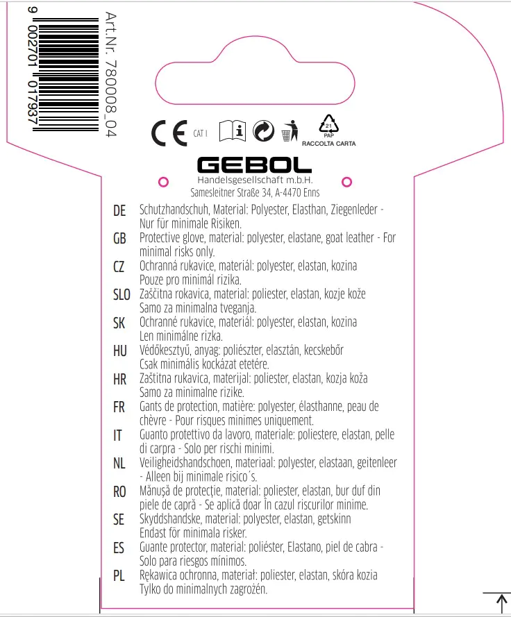 Gebol Handschuh Buxus   Gebol Handschuh Buxus