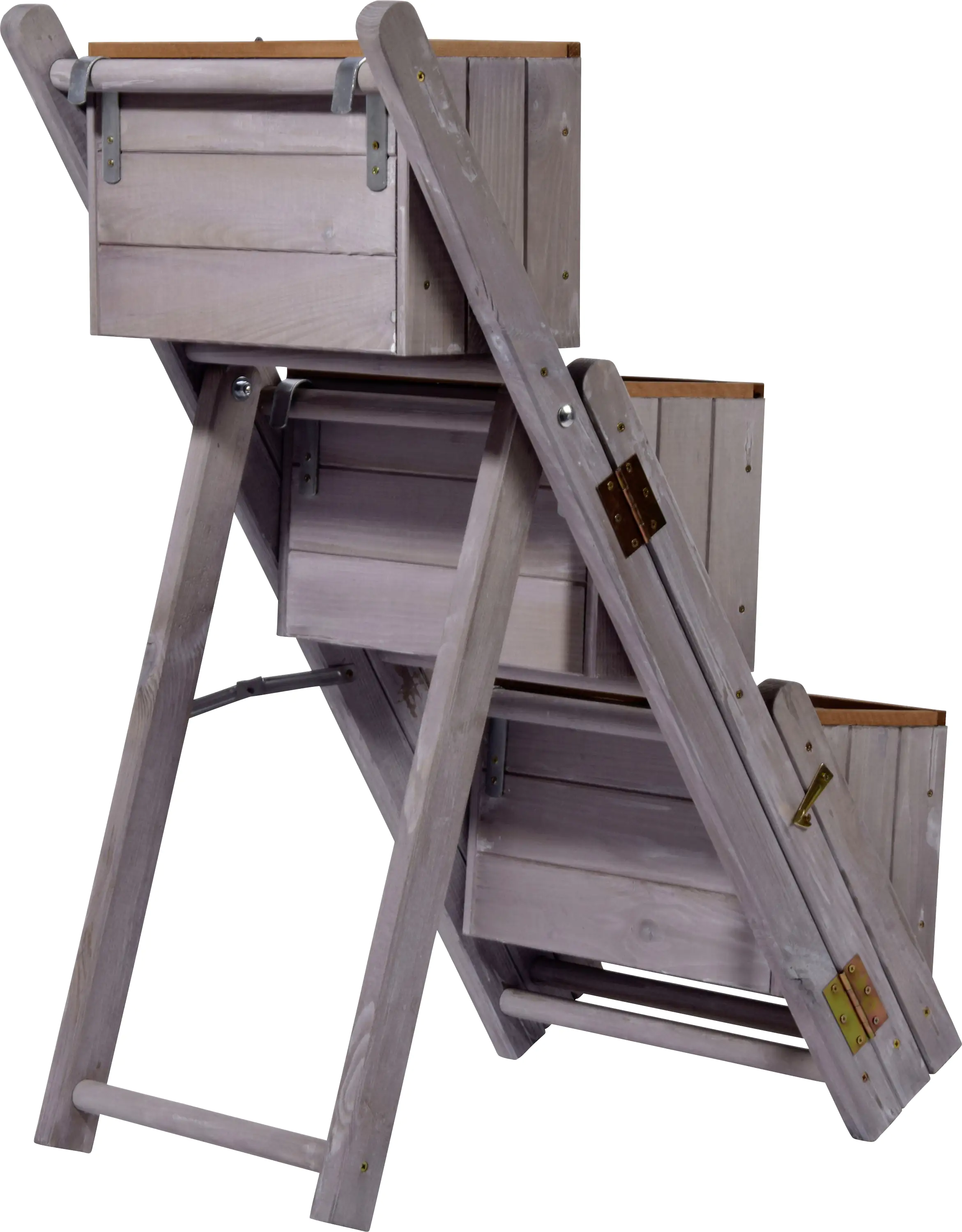 Dobar Ausklappbare Pflanztreppe mit 3 Pflanzkästen 41 x 55 x 85 cm