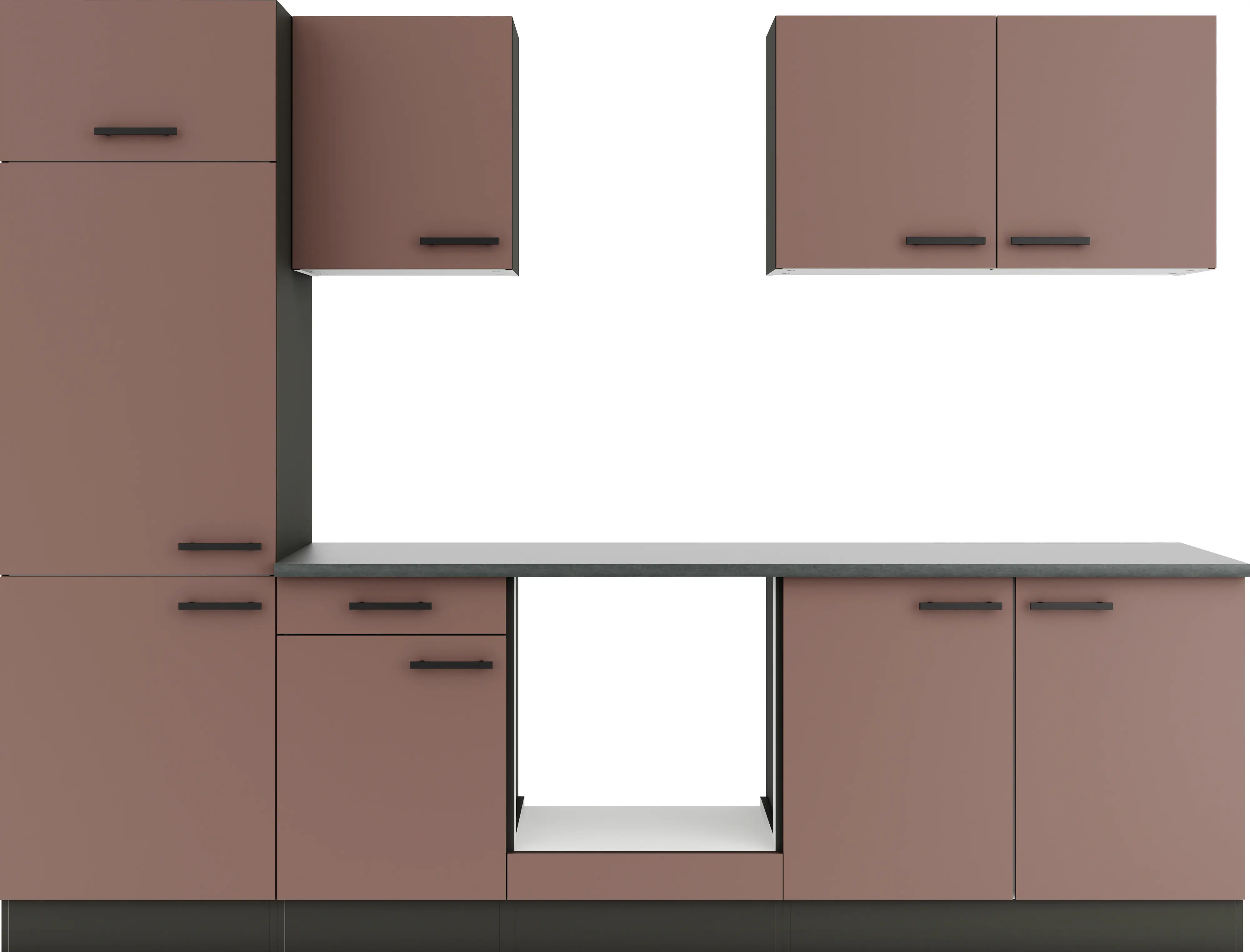 Optifit Küchenzeile Nizza 407 ohne Geräte rostrot 270 cm 