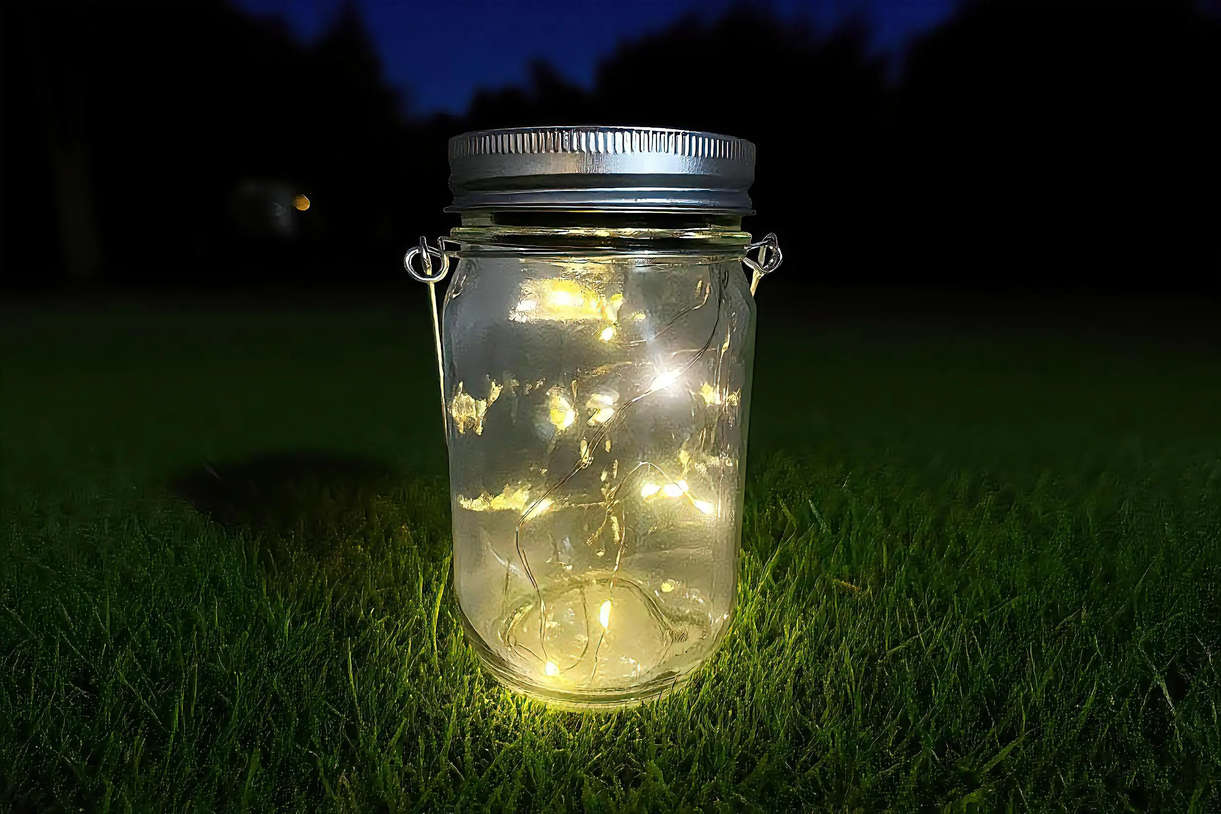 Dapo LED Solarleuchte Lichterkette im Glas warmweiß